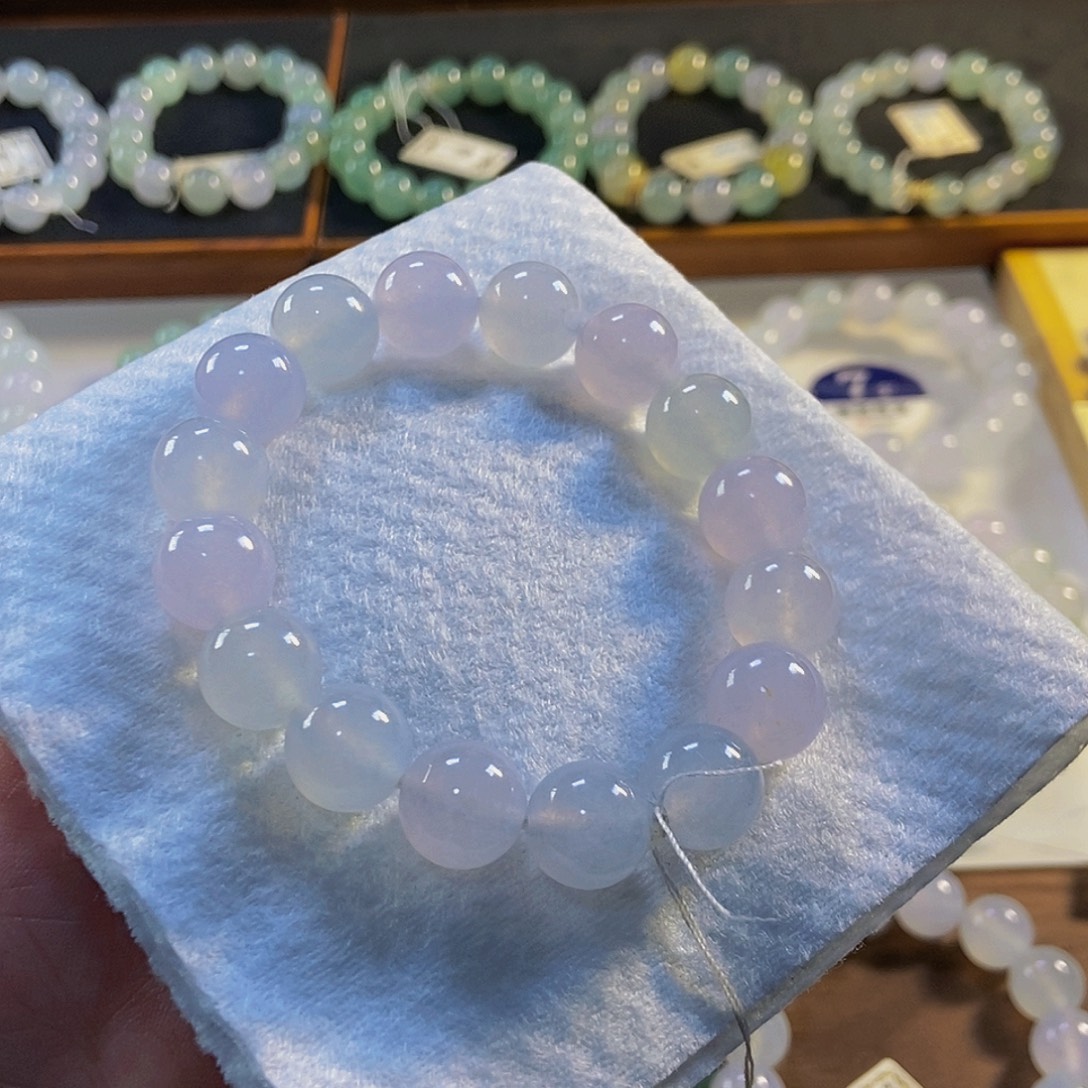 定制翡翠未镶嵌翡翠手串卡12+