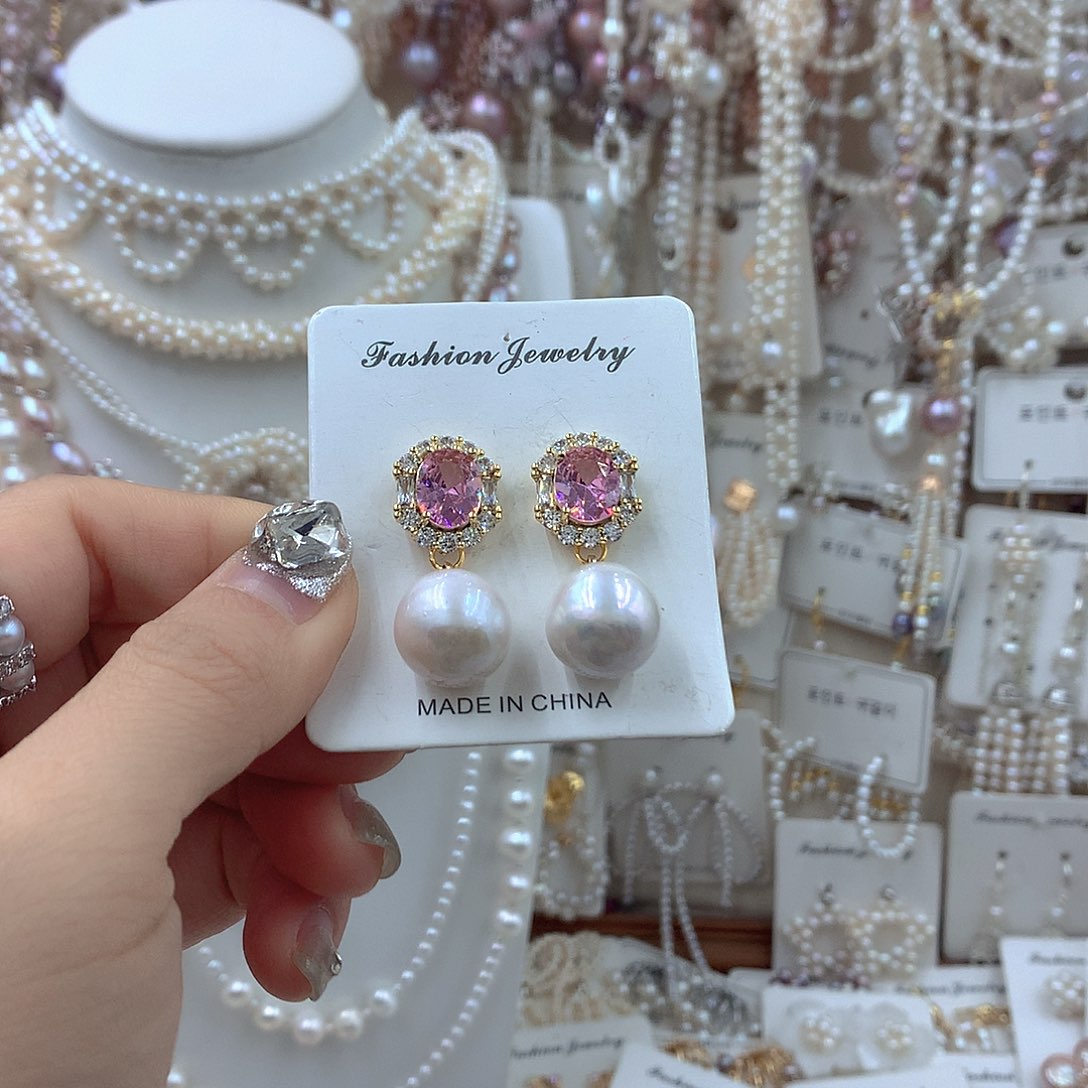 淡水珍珠耳饰银S925镶嵌