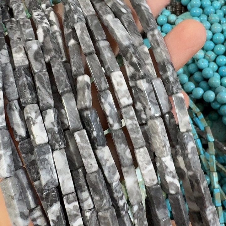 玛瑙/玉髓合金珠宝半成品2条雪花四面桶珠