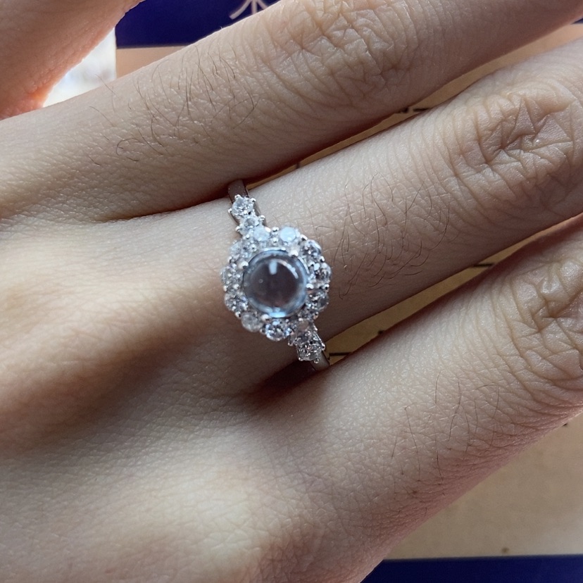 【闪购商品】海蓝宝石戒指银S925镶嵌用****4新疆西藏不包邮