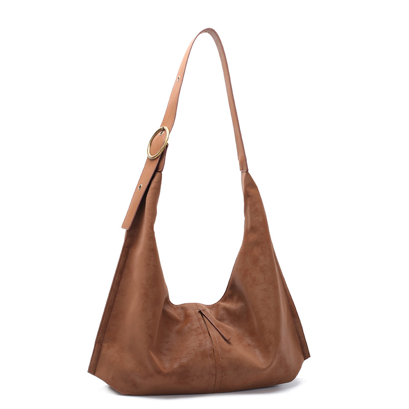 原创复古轻奢简约单肩包麂皮革磨砂质地托特包慵懒风大容量包包