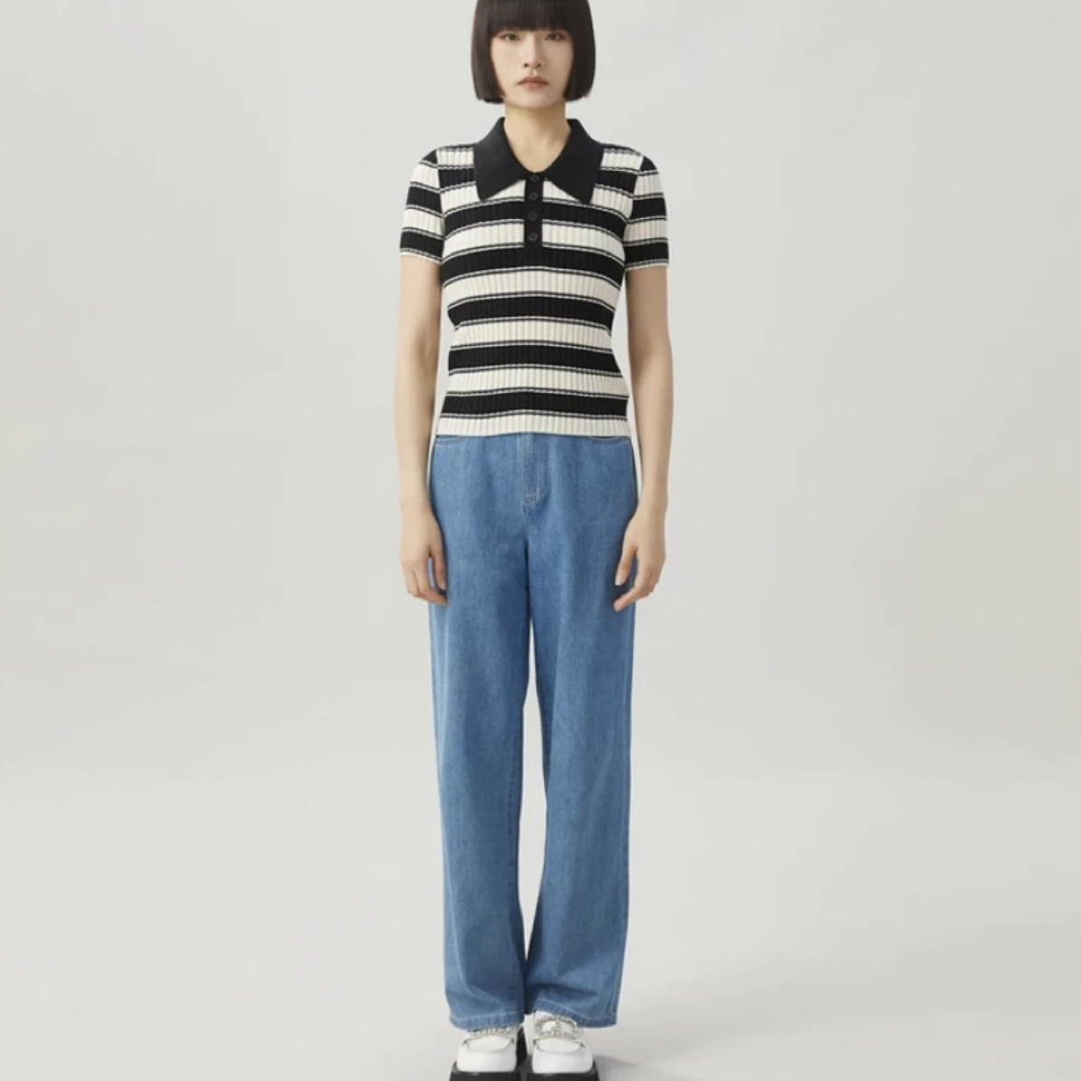 哥弟经典c位流量裤白牛仔高腰显瘦百搭牛仔裤1100457