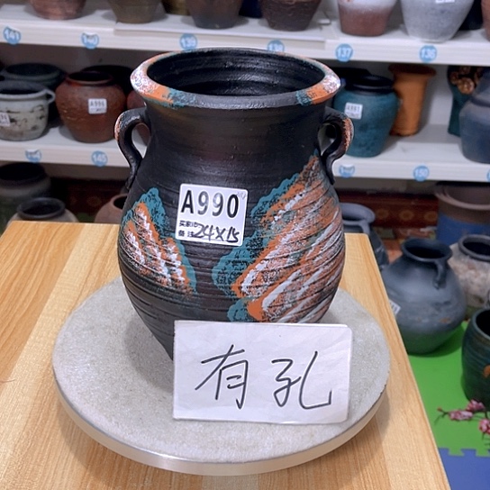 红陶手工制作工艺花盆