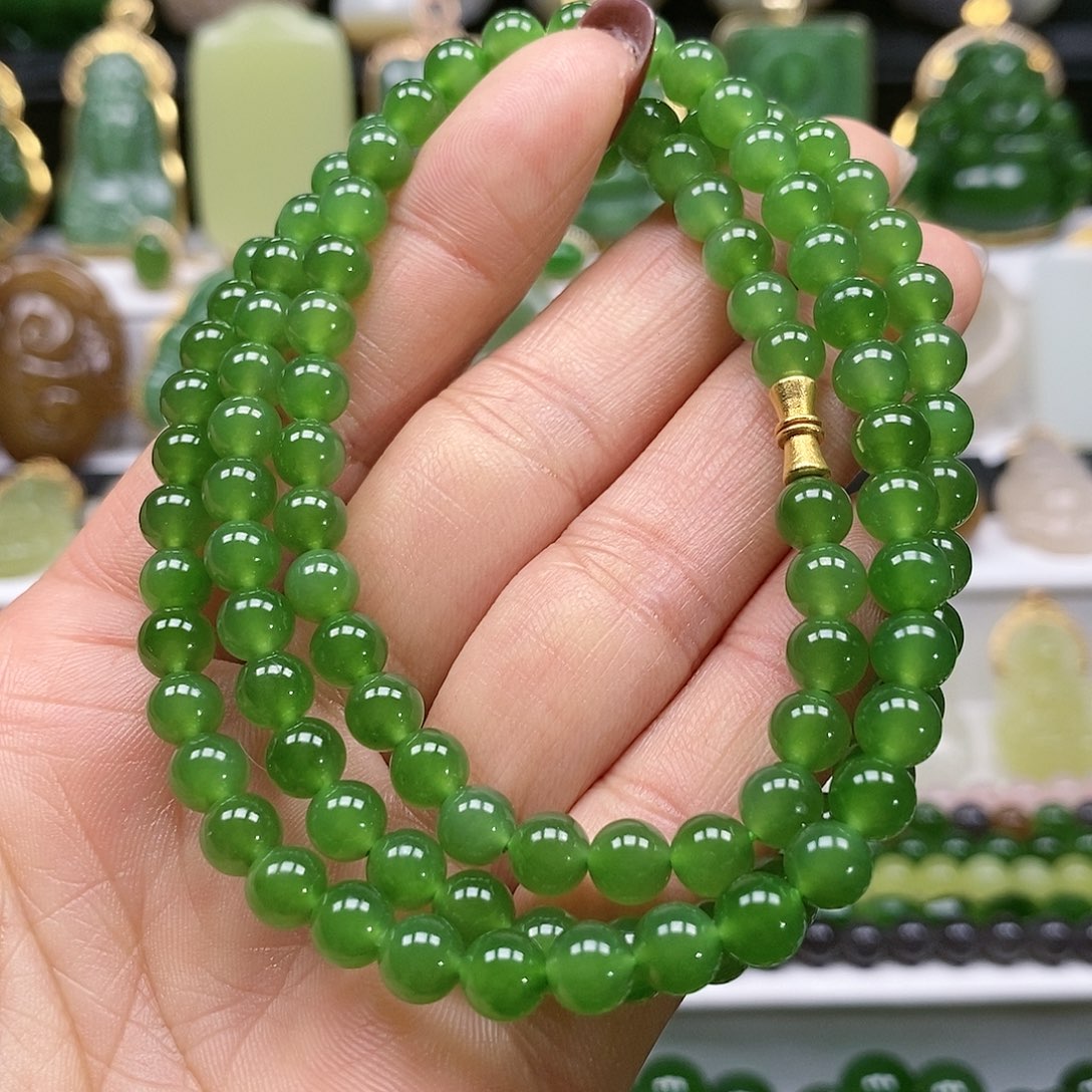 和田玉颈饰18K金镶嵌