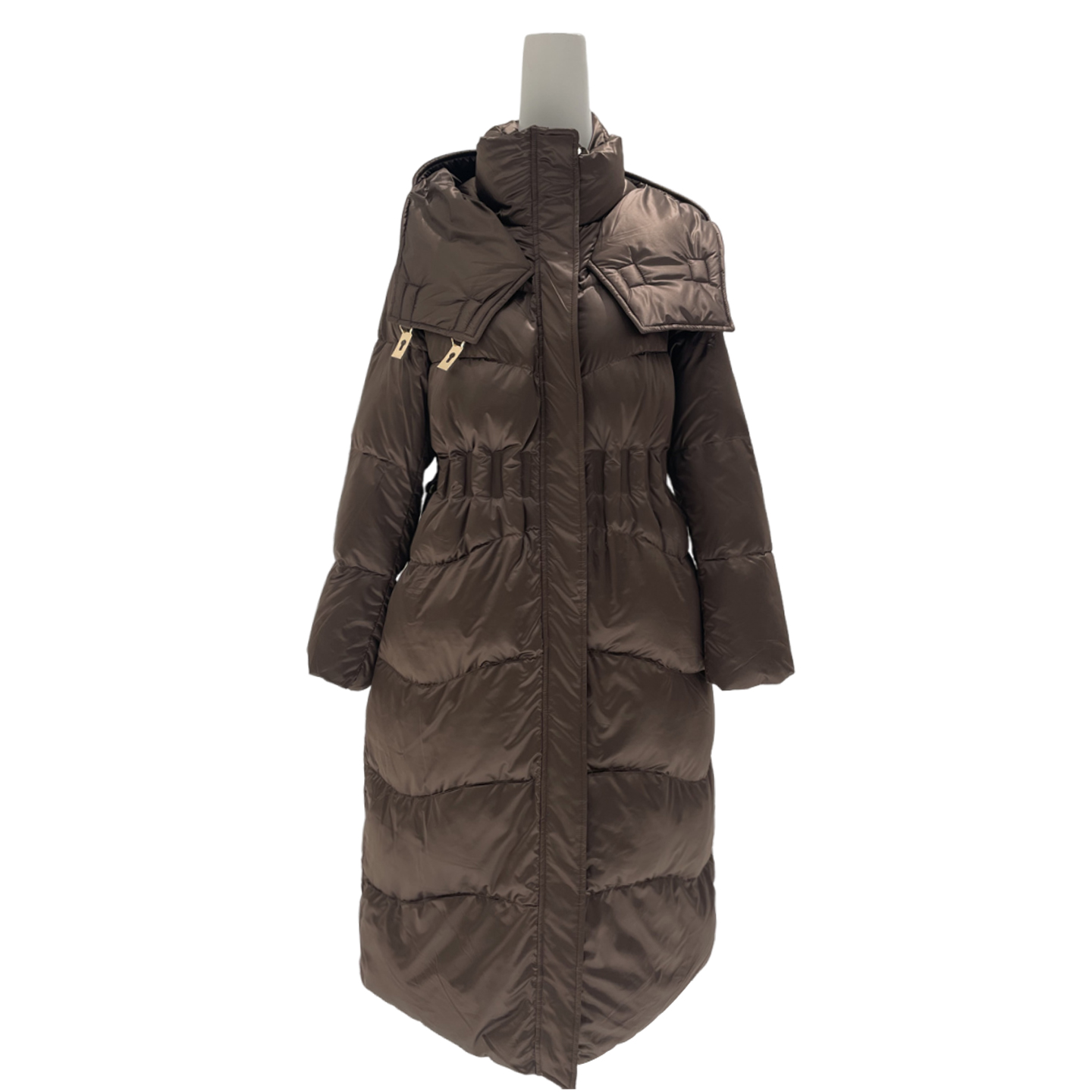 歌蒂诗专柜同款鸭绒中长款保暖连帽羽绒服女8E46Y2879