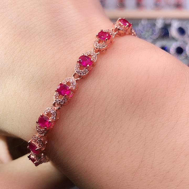 红宝石手链银S925镶嵌