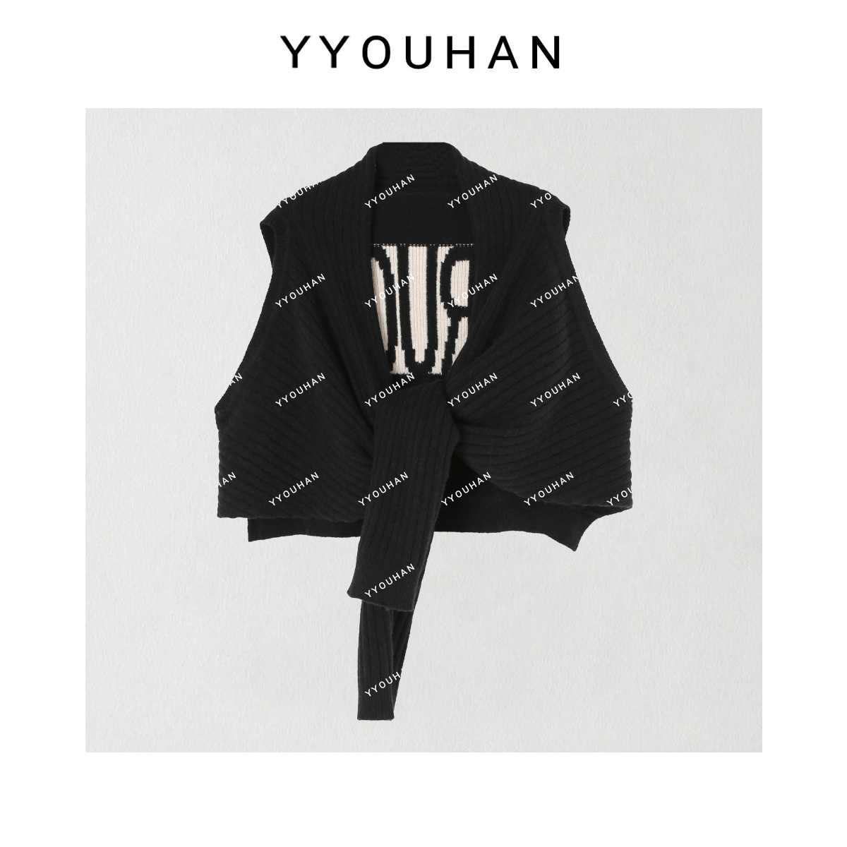 YYOUHAN 2025新款天赋选手极简显瘦百搭字母针织披肩 2508C4619