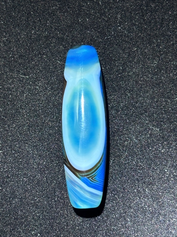 冰透海洋蓝色沙漏眼天圆地方玛瑙珠