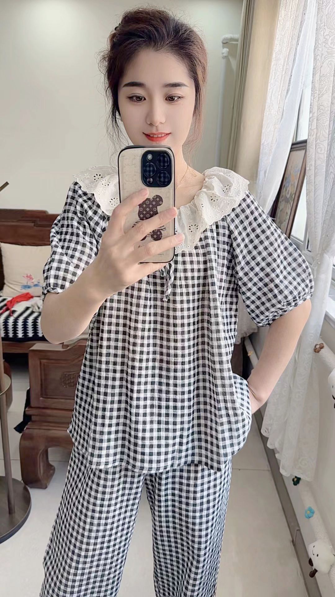 纯棉睡衣女春夏全棉纱布日系甜美2025新款春款短袖长裤家居服套装