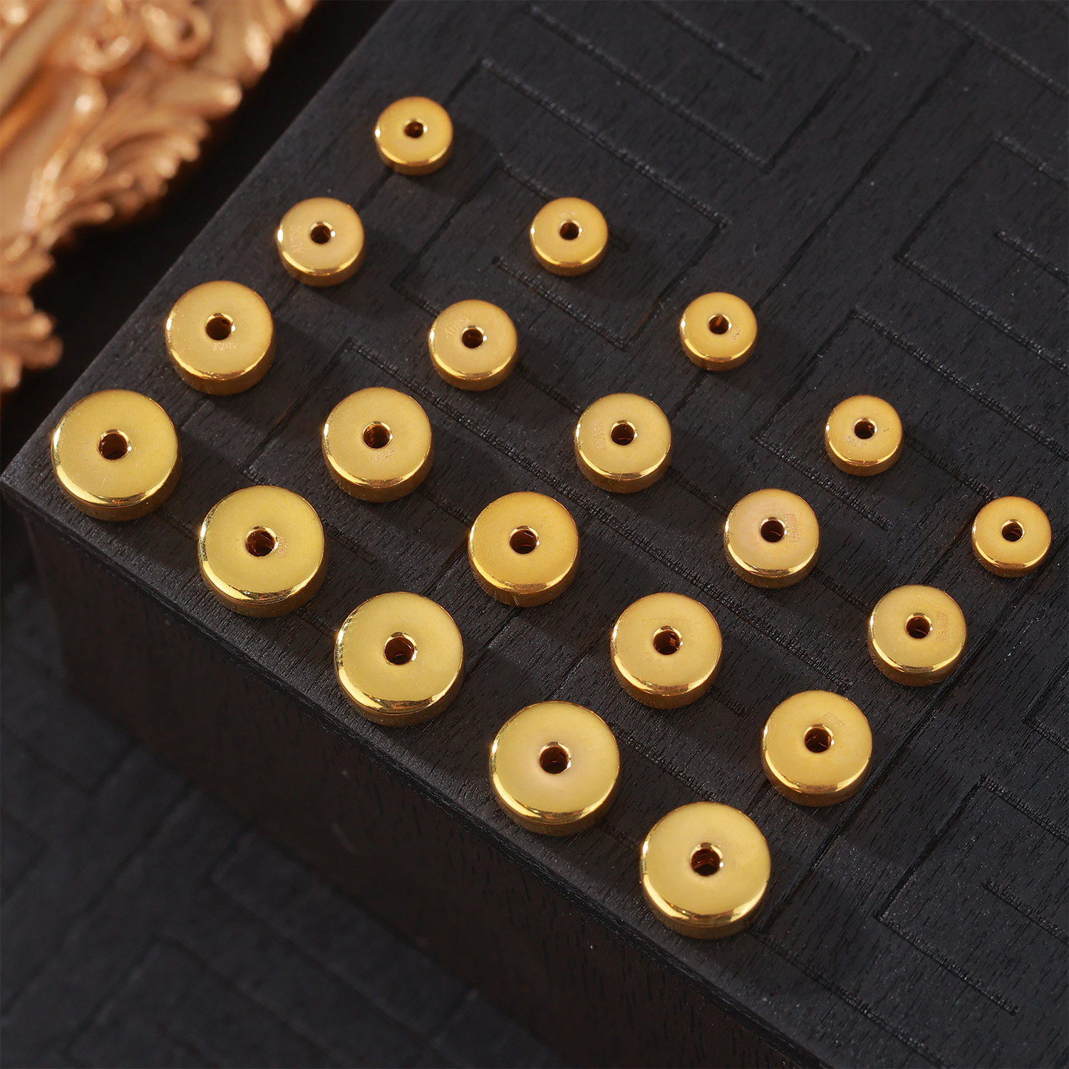 【来福工厂】18k金精工亮面厚切隔片4mm-8mm垫片圆珠直切药片归圆