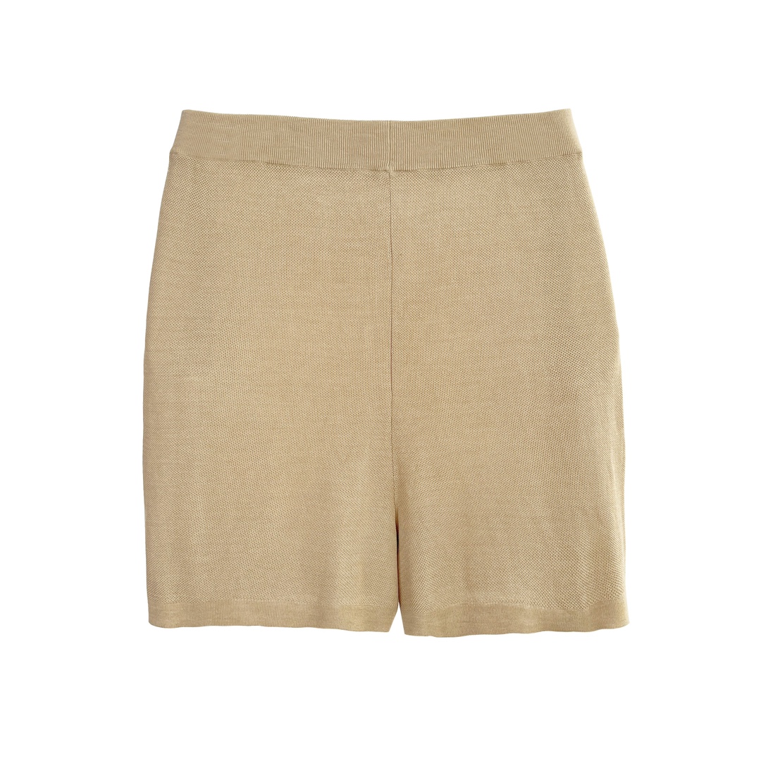 櫟丝御锦柞蚕丝女士针织短裤舒适纯色简约休闲时尚经典百搭 1620