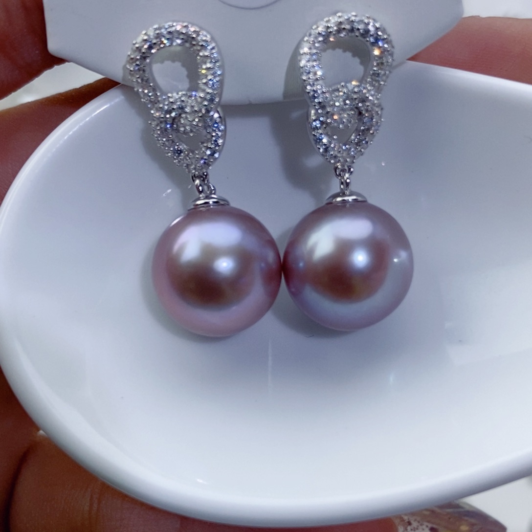 银S925镶嵌淡水珍珠耳饰透*人