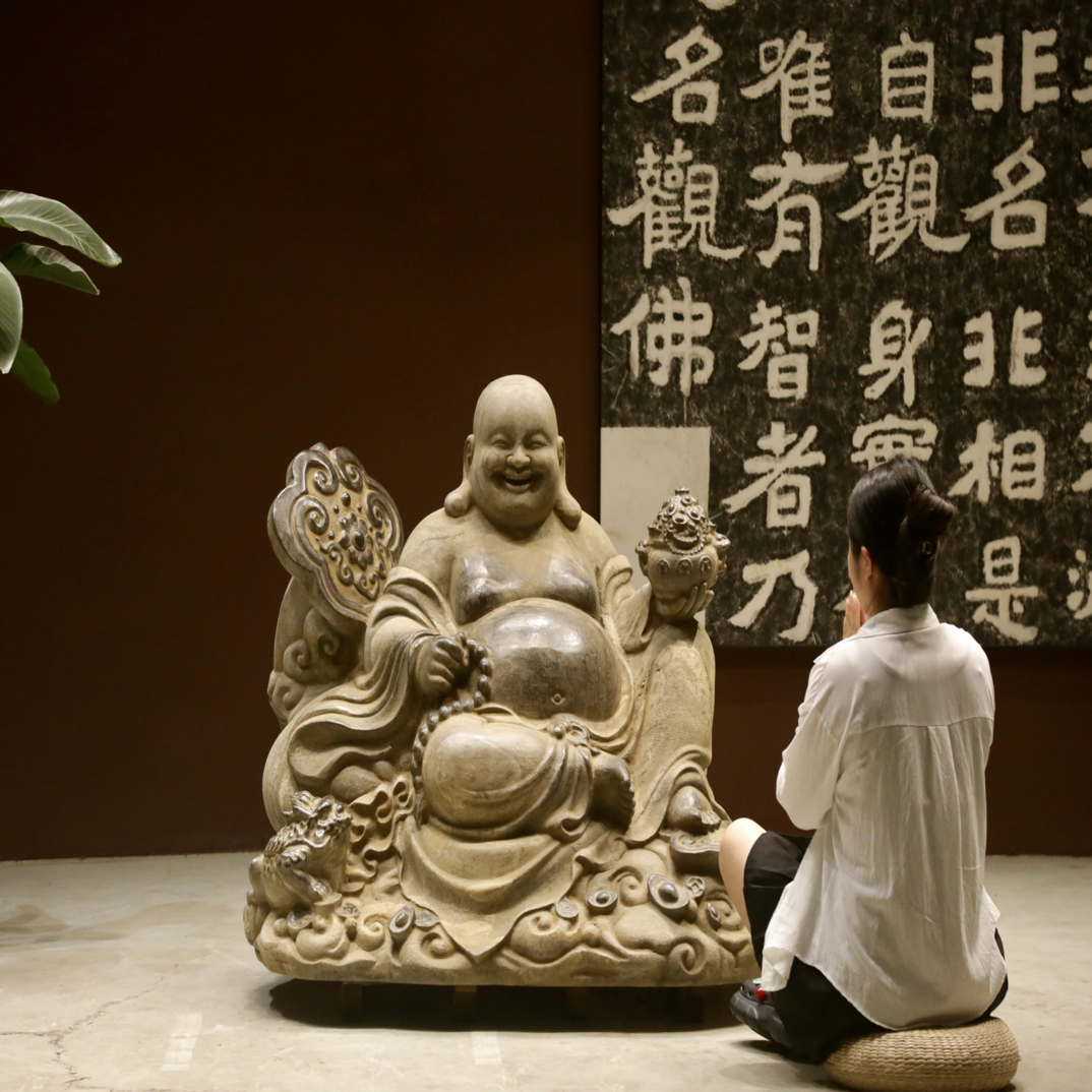 黑青石材质弥勒佛