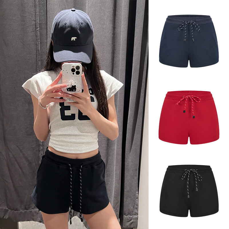 Moses Queen/魔西女王时髦百搭高腰显瘦A字裤子休闲短裤抽绳热裤