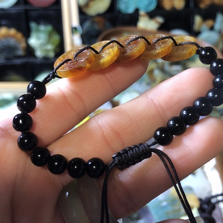 岫玉未镶嵌岫玉五帝钱手链