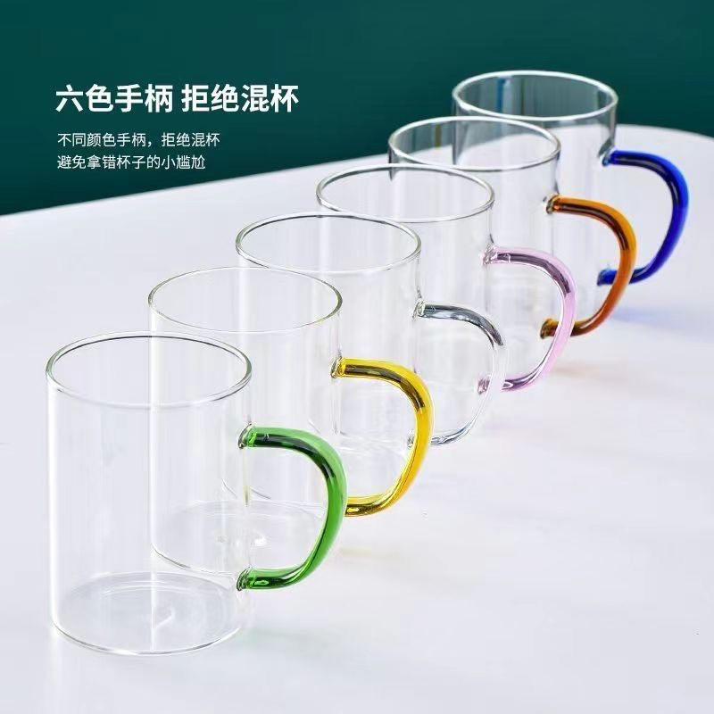 家用耐热玻璃茶杯透明水杯牛奶喝水杯耐高温绿茶杯