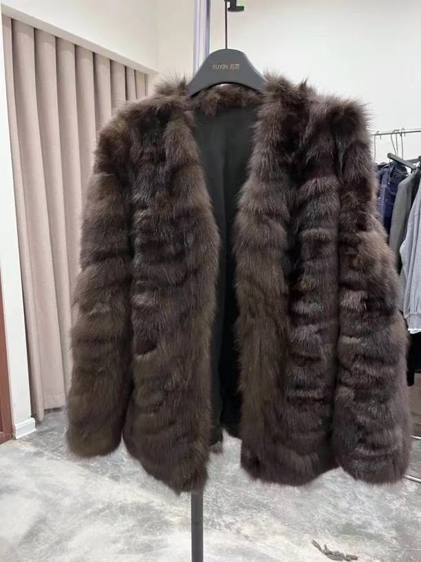 2025冬新真水貂皮草外套俄罗斯拼貂皮草外套女大衣