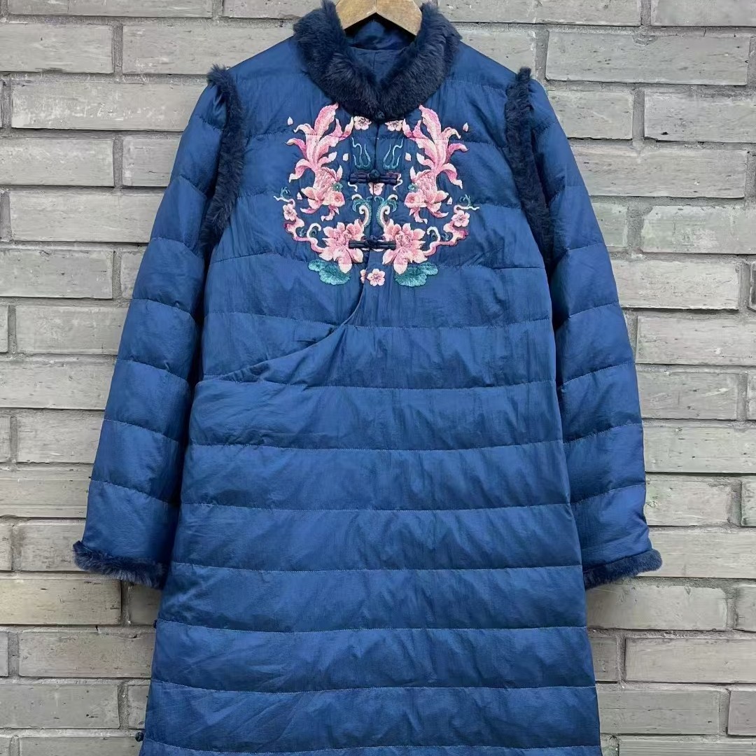 复古重工刺绣大码女装气质腰抽绳高品质棉服外套冬季