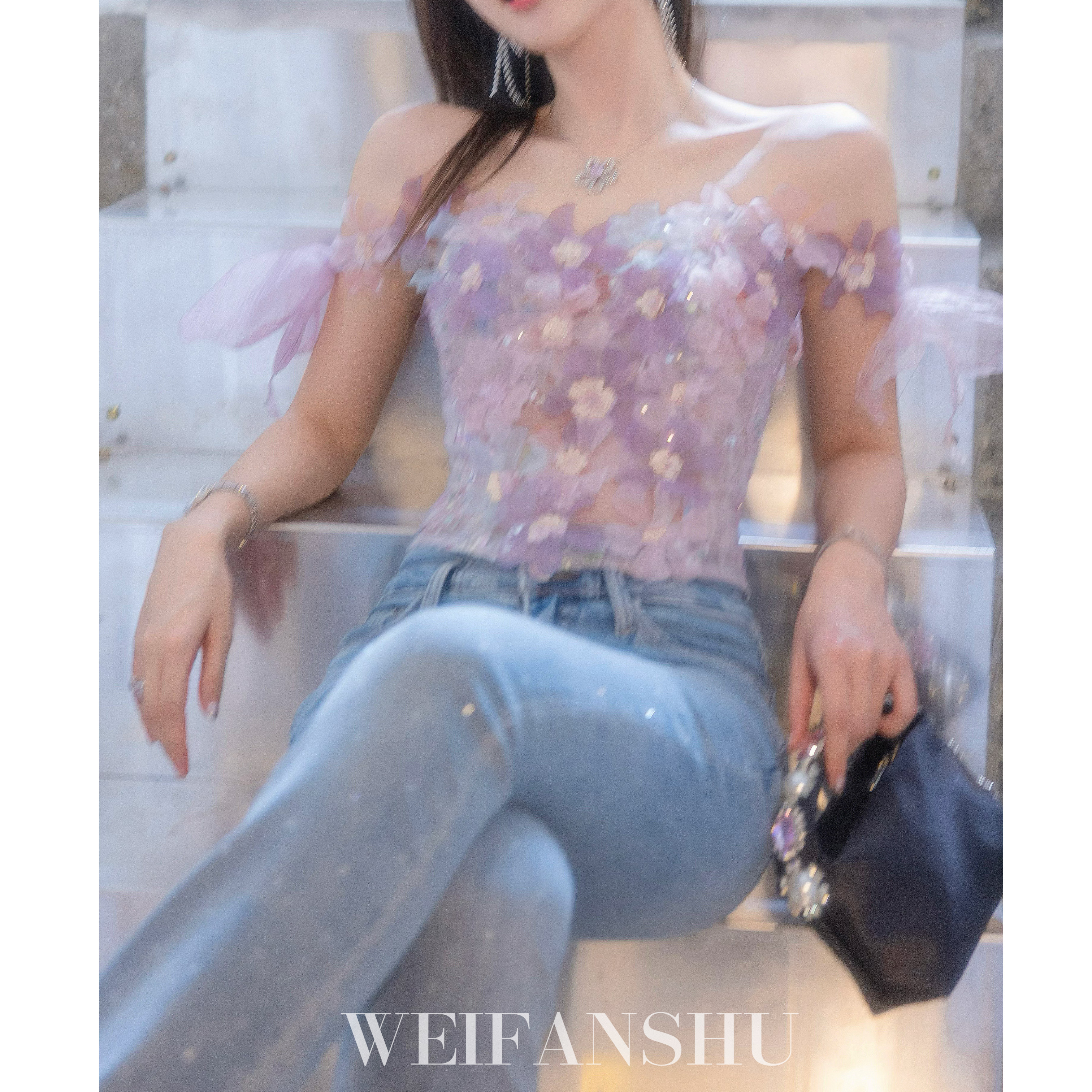 WEIFANSHU/魏凡舒水晶葡萄吊带