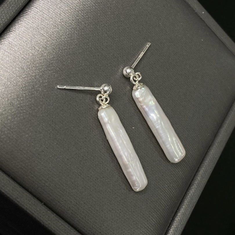 巴洛克天然珍珠上上签淡水珍珠银条异形耳钉耳坠炫彩简约牙签银条
