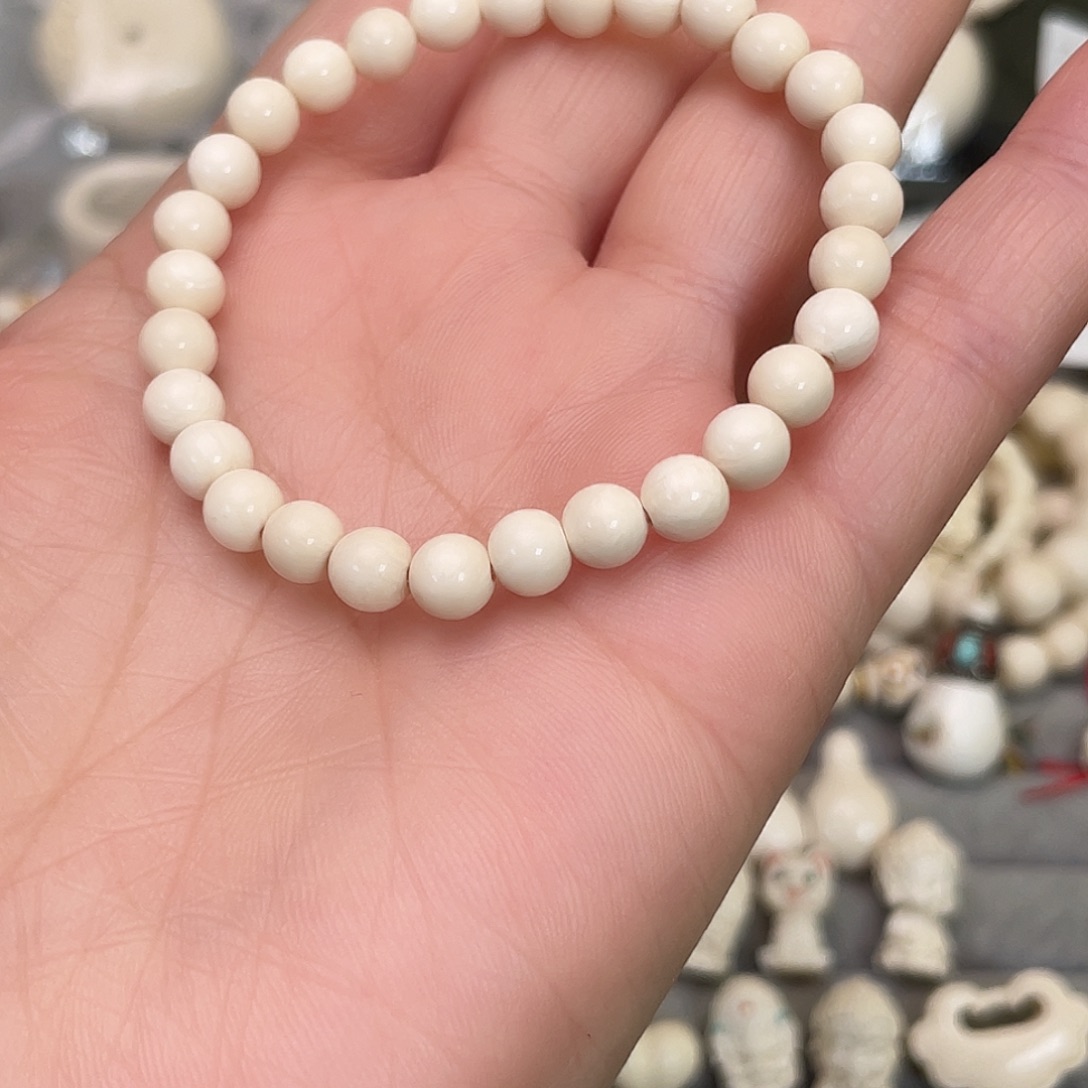 猛犸象牙手串/手链/手镯卡6圆珠单圈