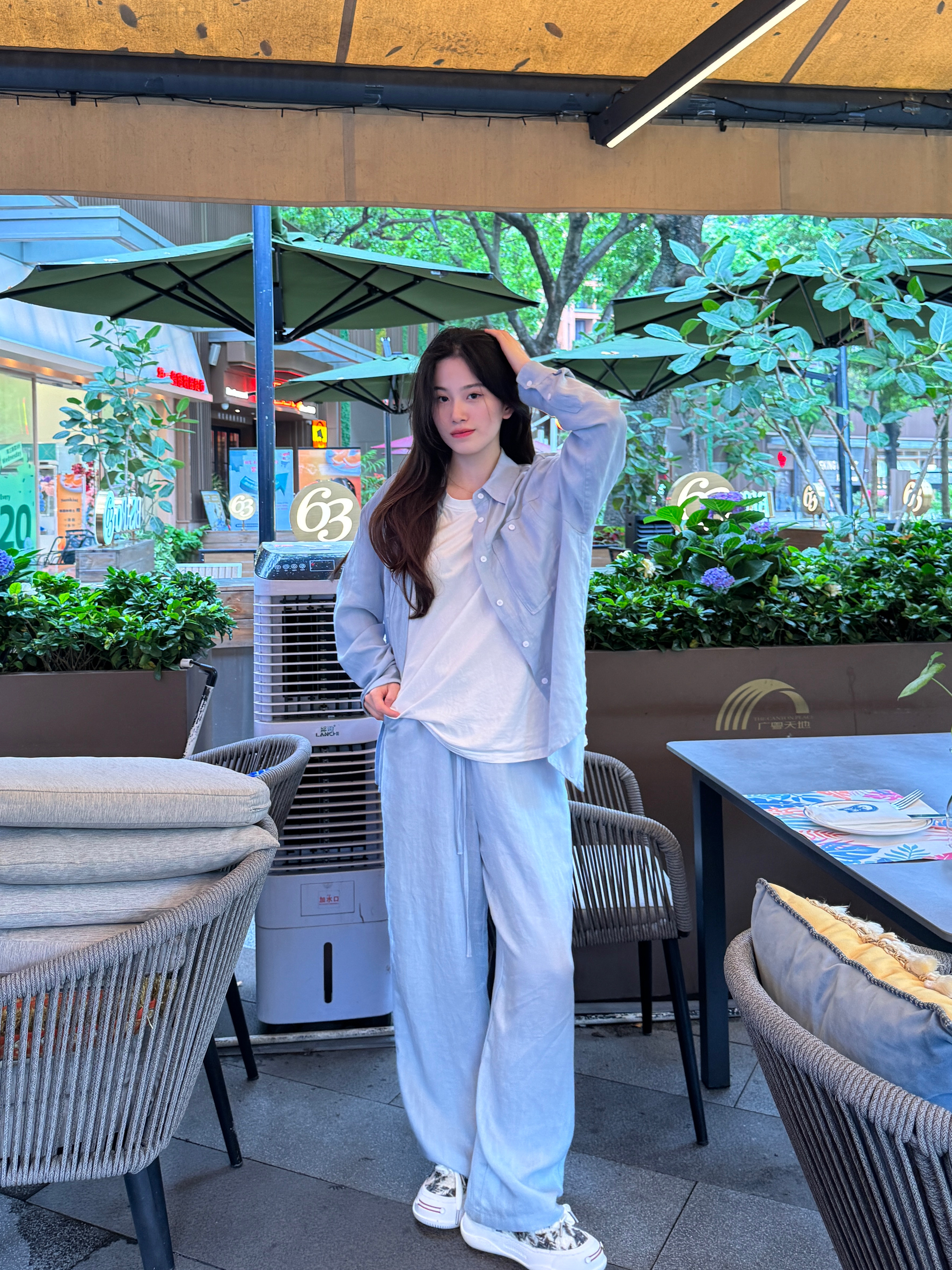 【5258】轻奢简约老钱风亚麻天丝休闲时尚长袖气质百搭套装    