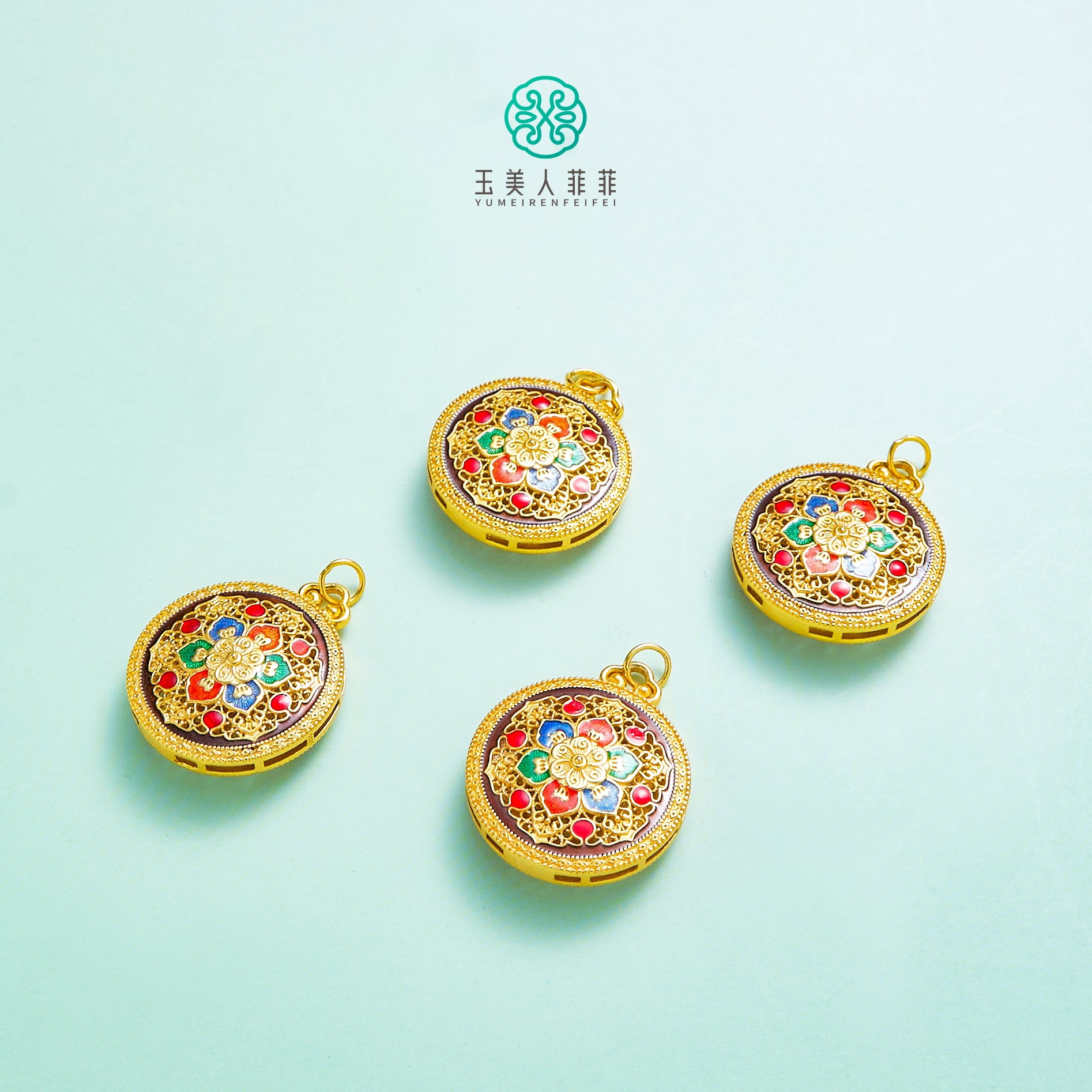 吊坠925银 菲菲珠宝好~S925八宝罗盘吊坠约20*23mm^多样性发一