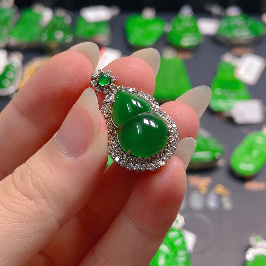 吊坠(不含链)银S925镶嵌翡翠