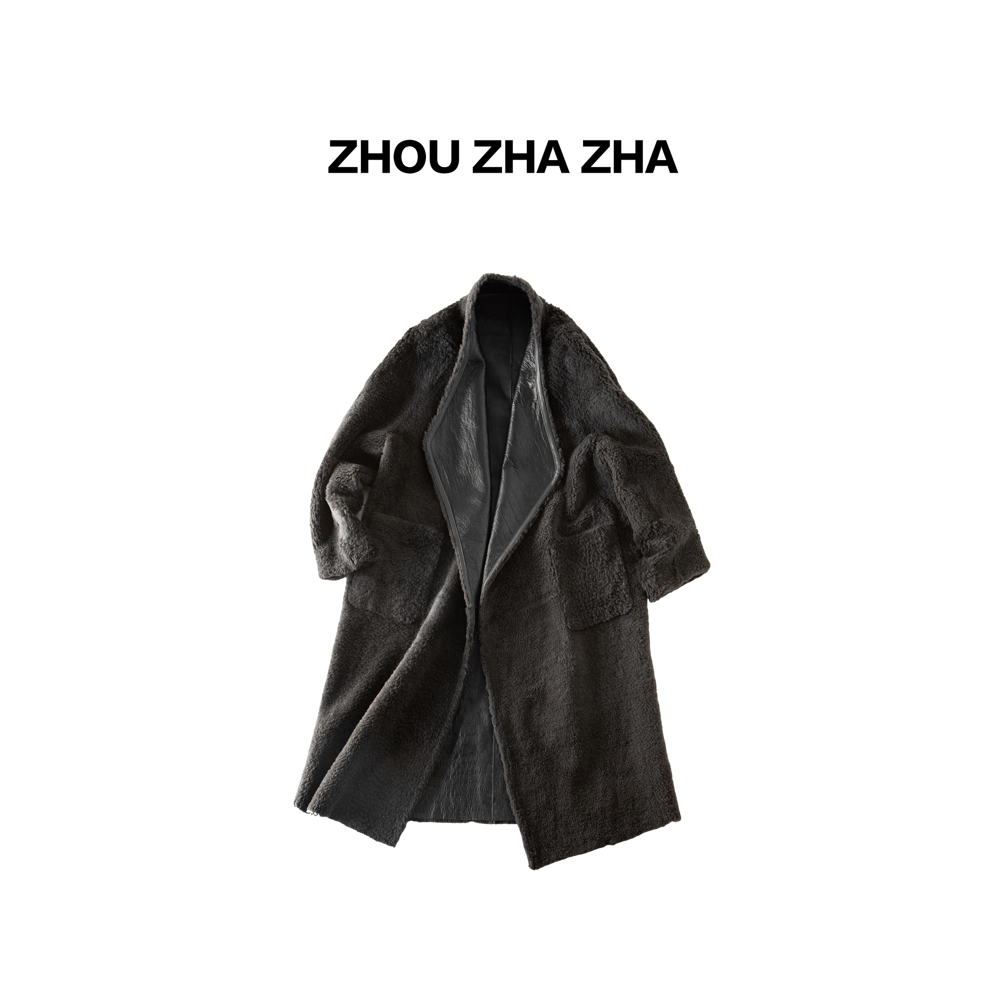 【周炸炸】进口lacon拉贡羊皮毛一体中长款皮草外套女#254120