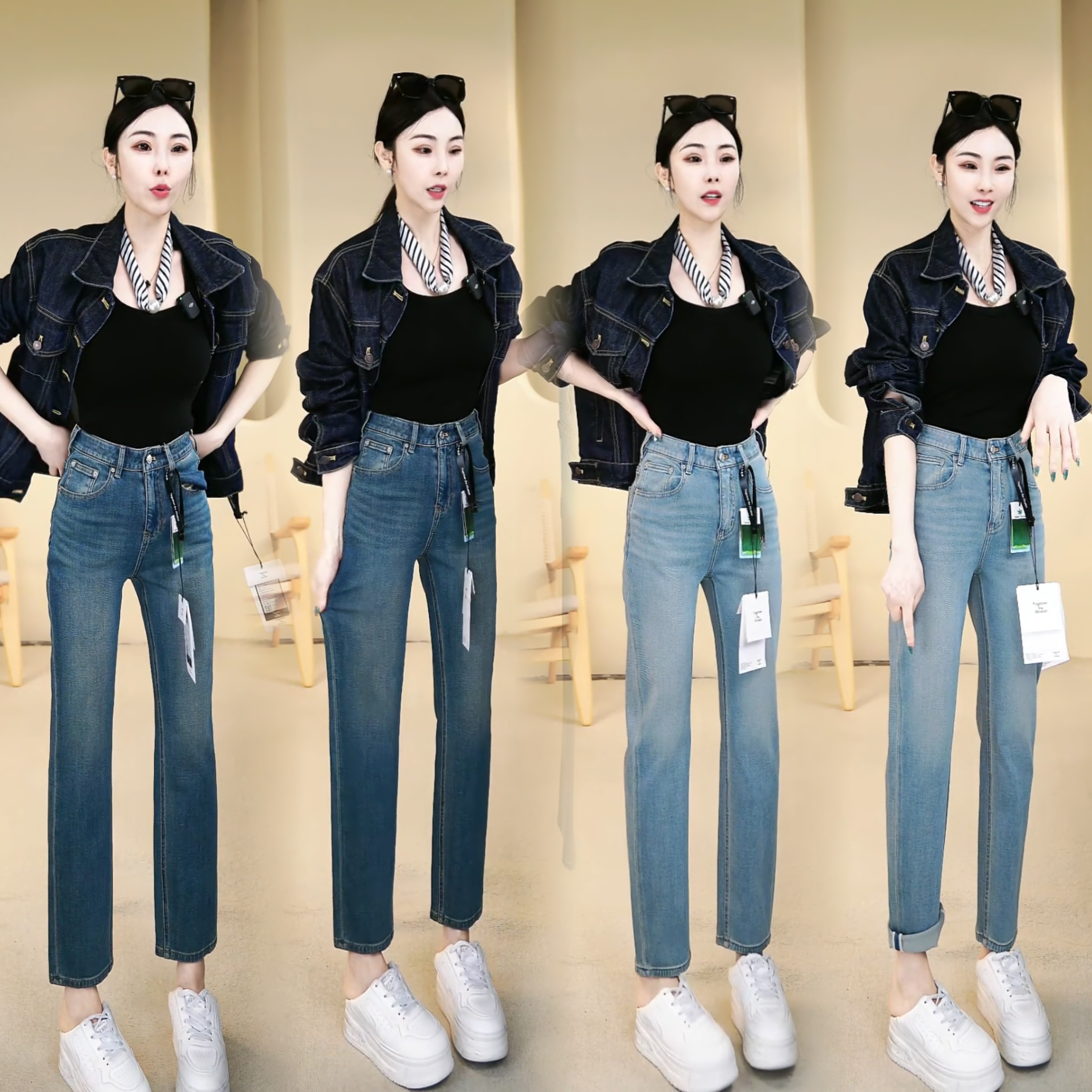 【洛兮】2025早秋醋酸四面弹显瘦窄版直筒烟管牛仔裤5333