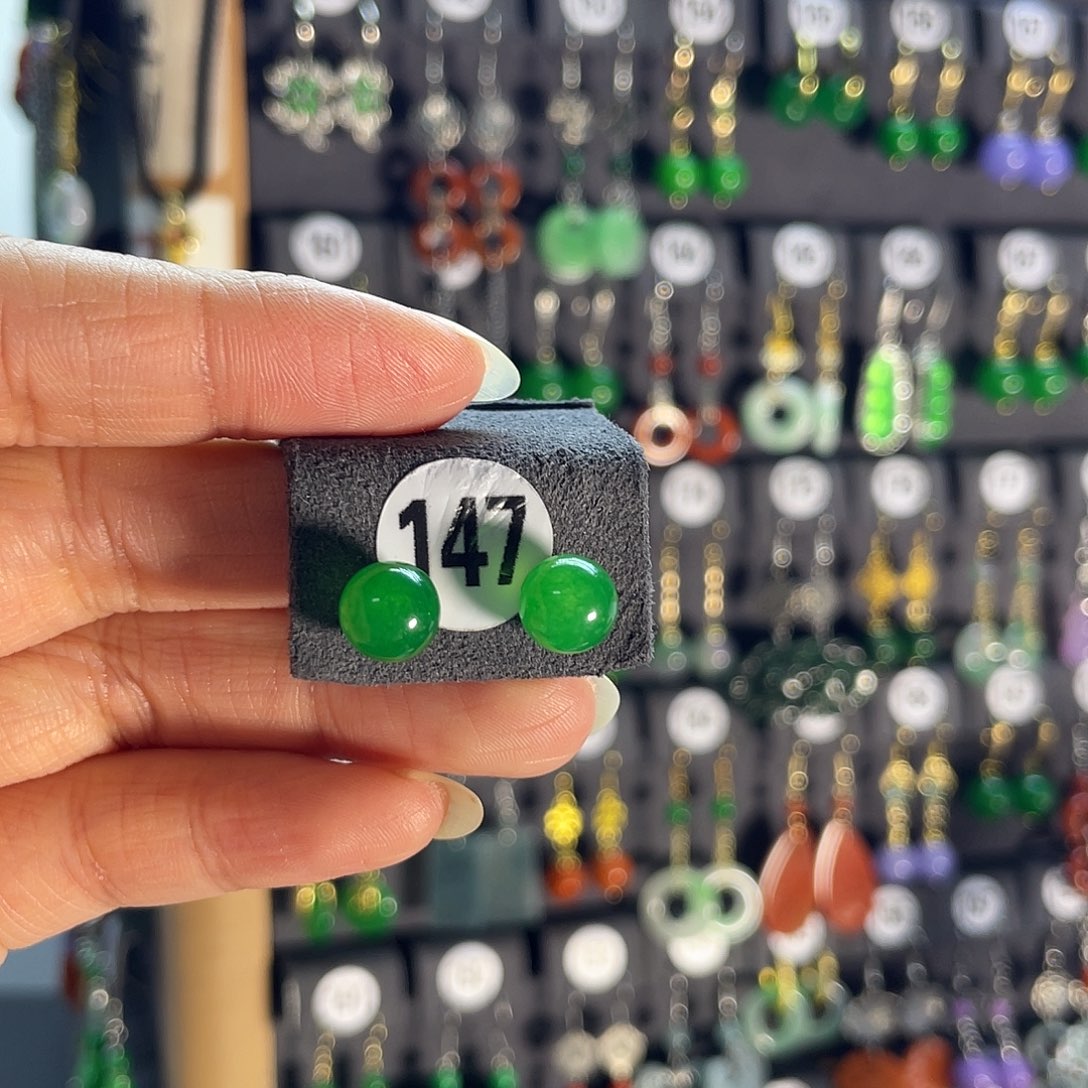 翡翠银S925镶嵌耳饰147