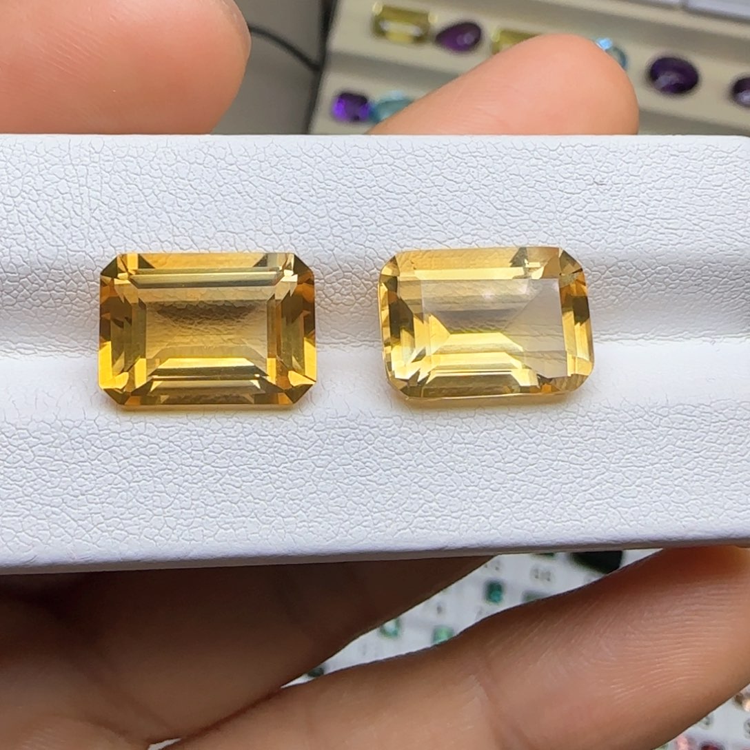 黄晶珠宝半成品未镶嵌天然 10*14mm 多样性随机发一颗