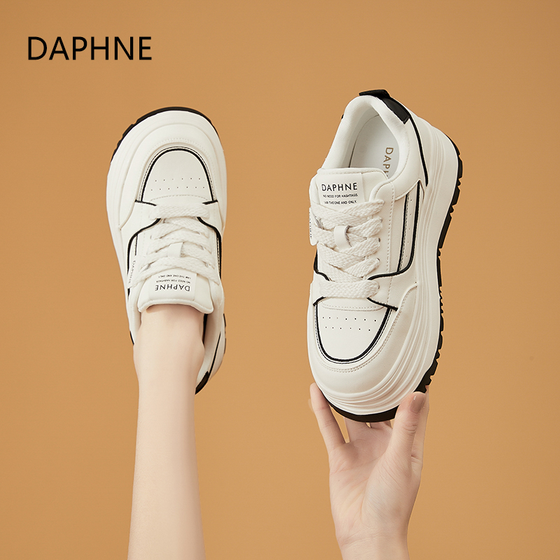 达芙妮休闲板鞋女款2025春秋季新款爆款时尚百搭厚底增高软底单鞋