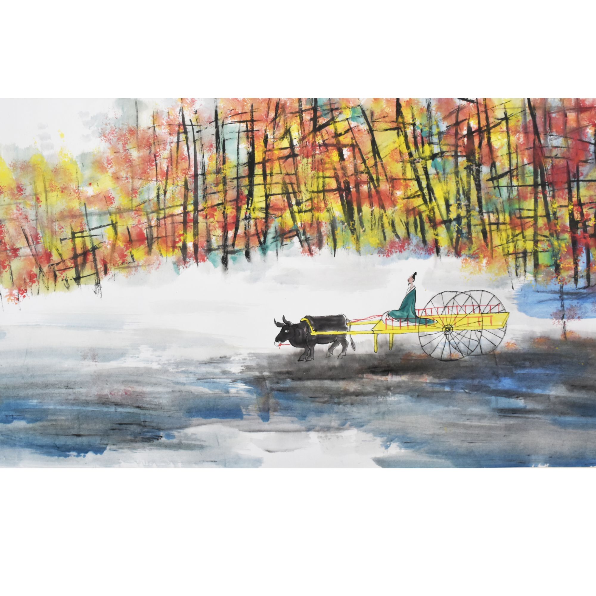 HM9308 秋行图 69×139 纸本镜片 8.6平尺