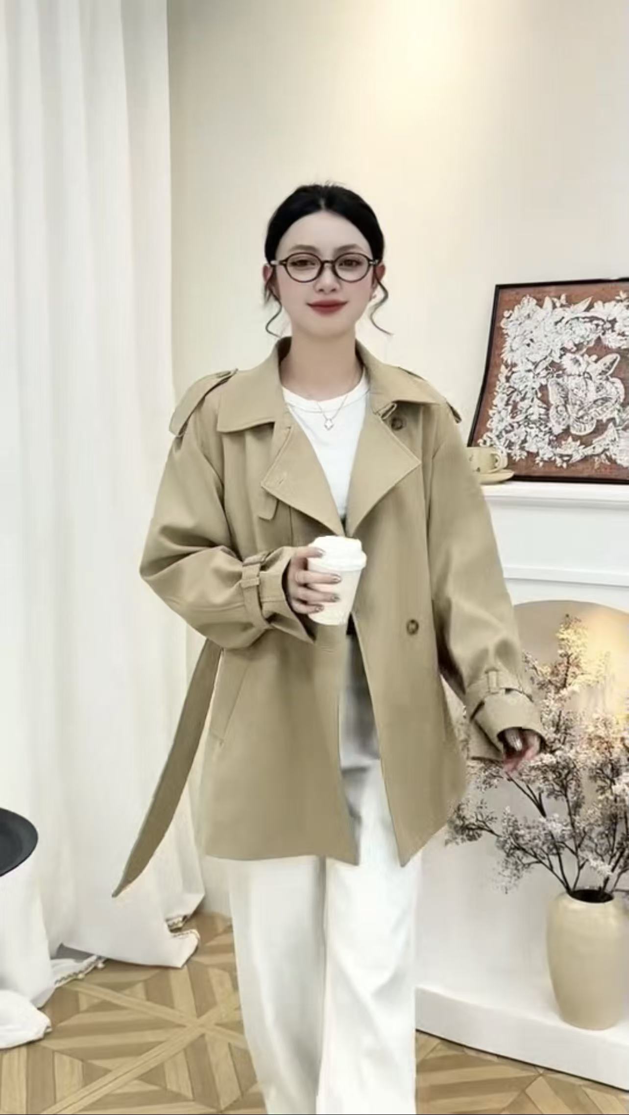 甜菜大码卡其色风衣外套女春秋新款设计感超好看宽松休闲外套
