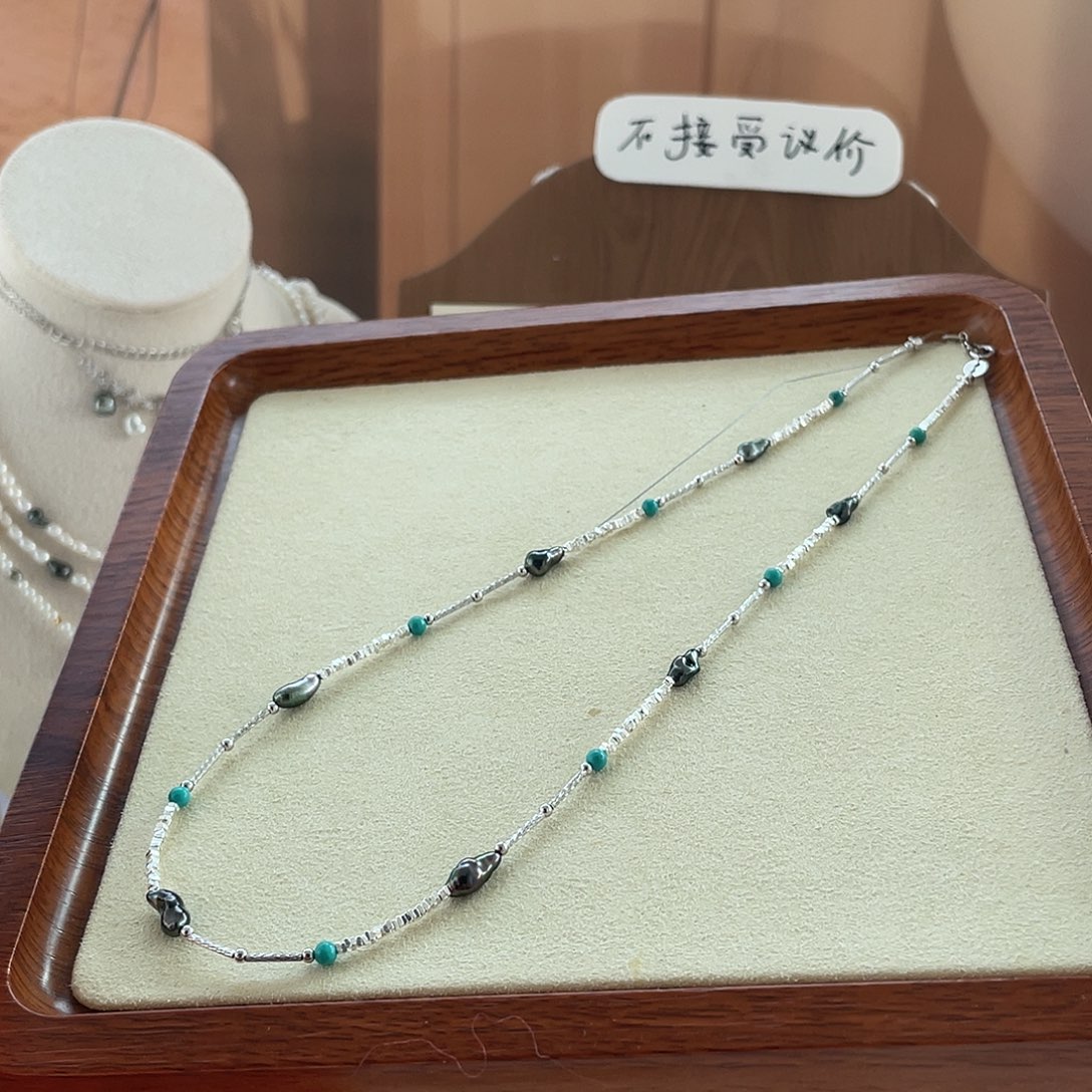 海水珍珠银S925镶嵌颈饰