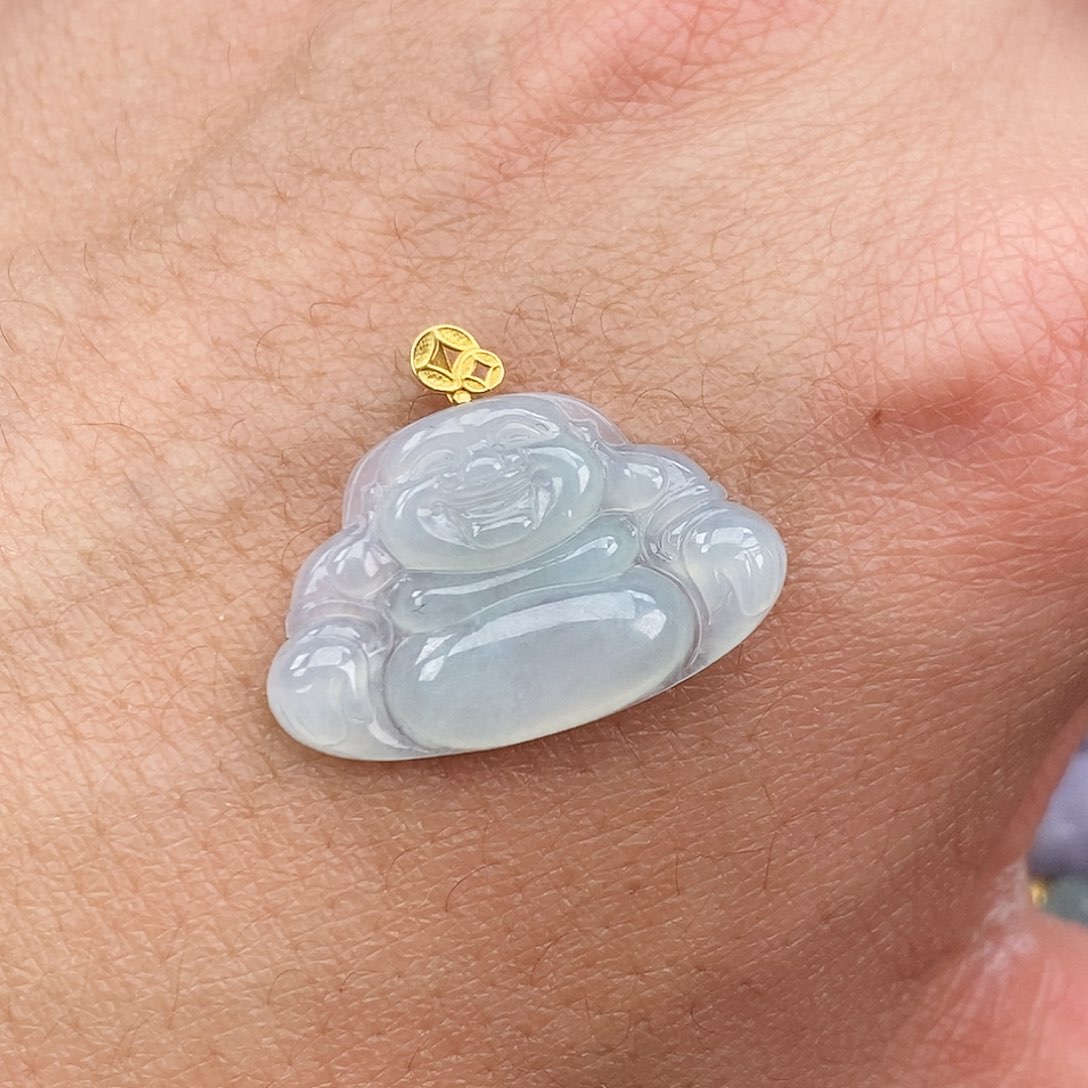 翡翠颈饰18K金镶嵌佛公