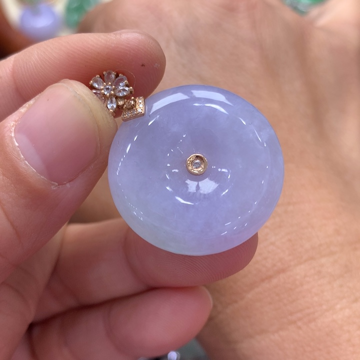 翡翠吊坠(不含链)18K金镶嵌