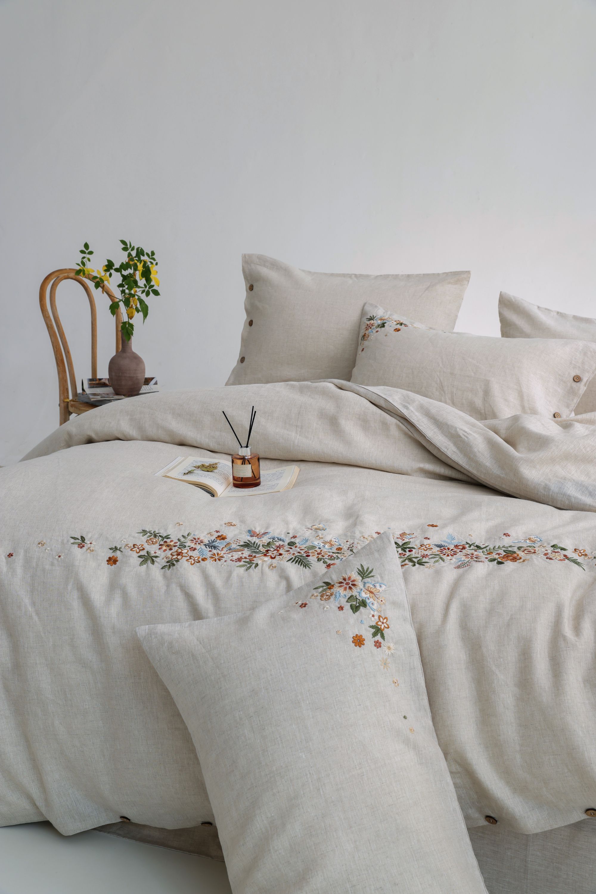 【100%汉麻·长纱面料·重工刺绣】原野织梦汉麻四件套，纯净且治愈