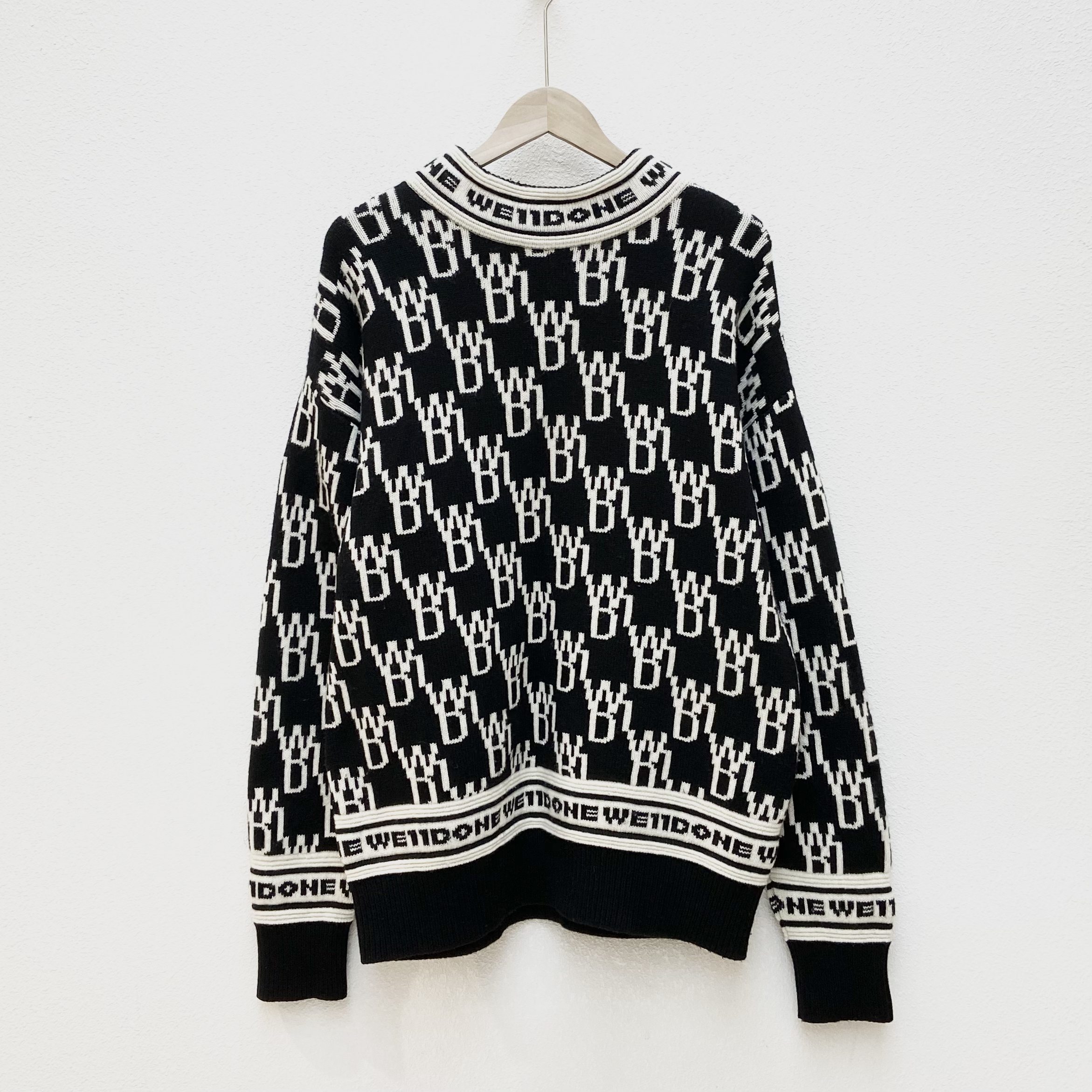 95新 WE11 DONE 羊毛字母满logo圆领毛衣S码1540