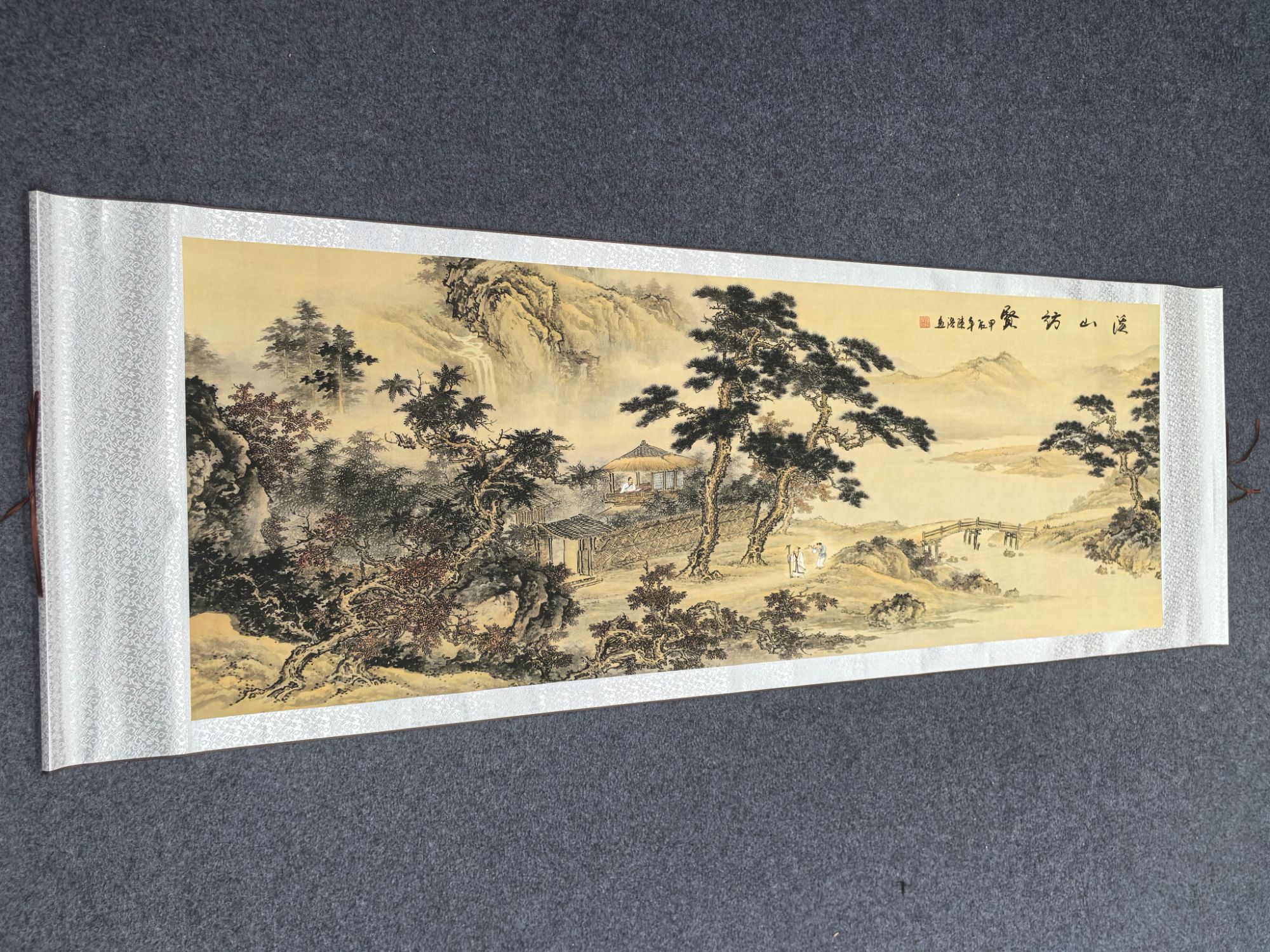 小六尺卷轴山水溪山访贤图客厅书房中堂装饰挂画