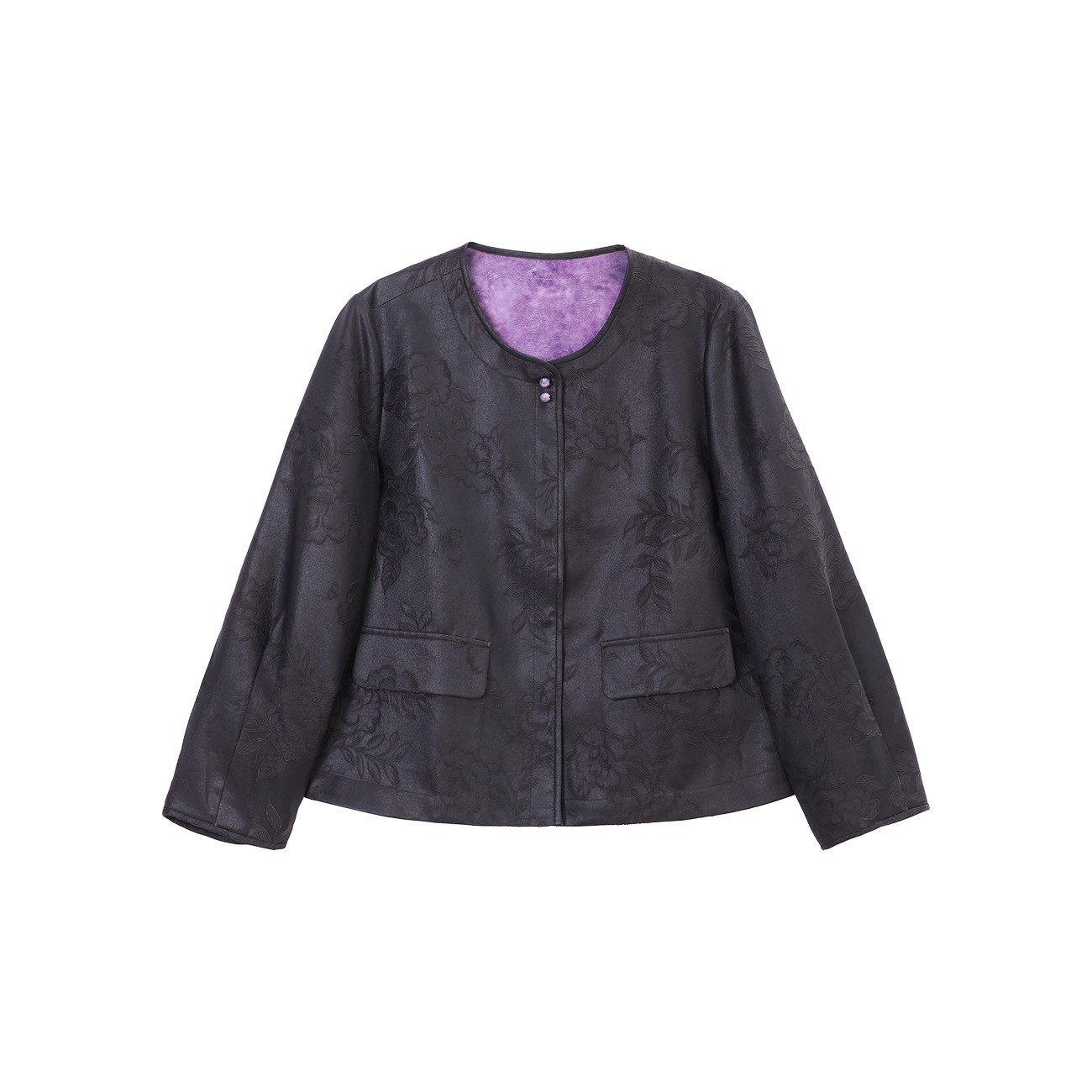 【小水专属】双面穿白长丝油缎织花外套  28156