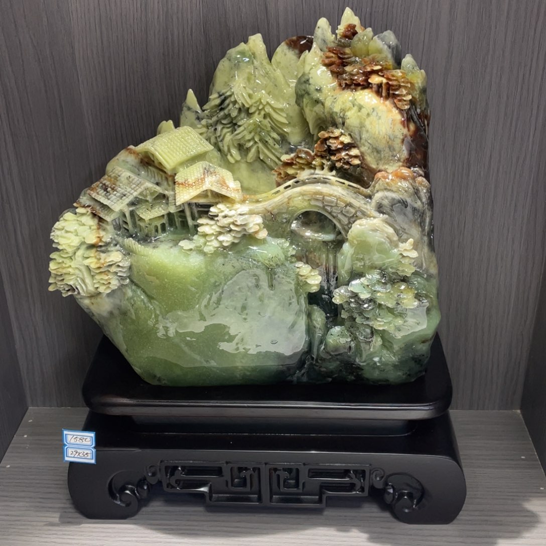 透闪石-蛇纹石玉（覆膜）珠宝奇石未镶嵌