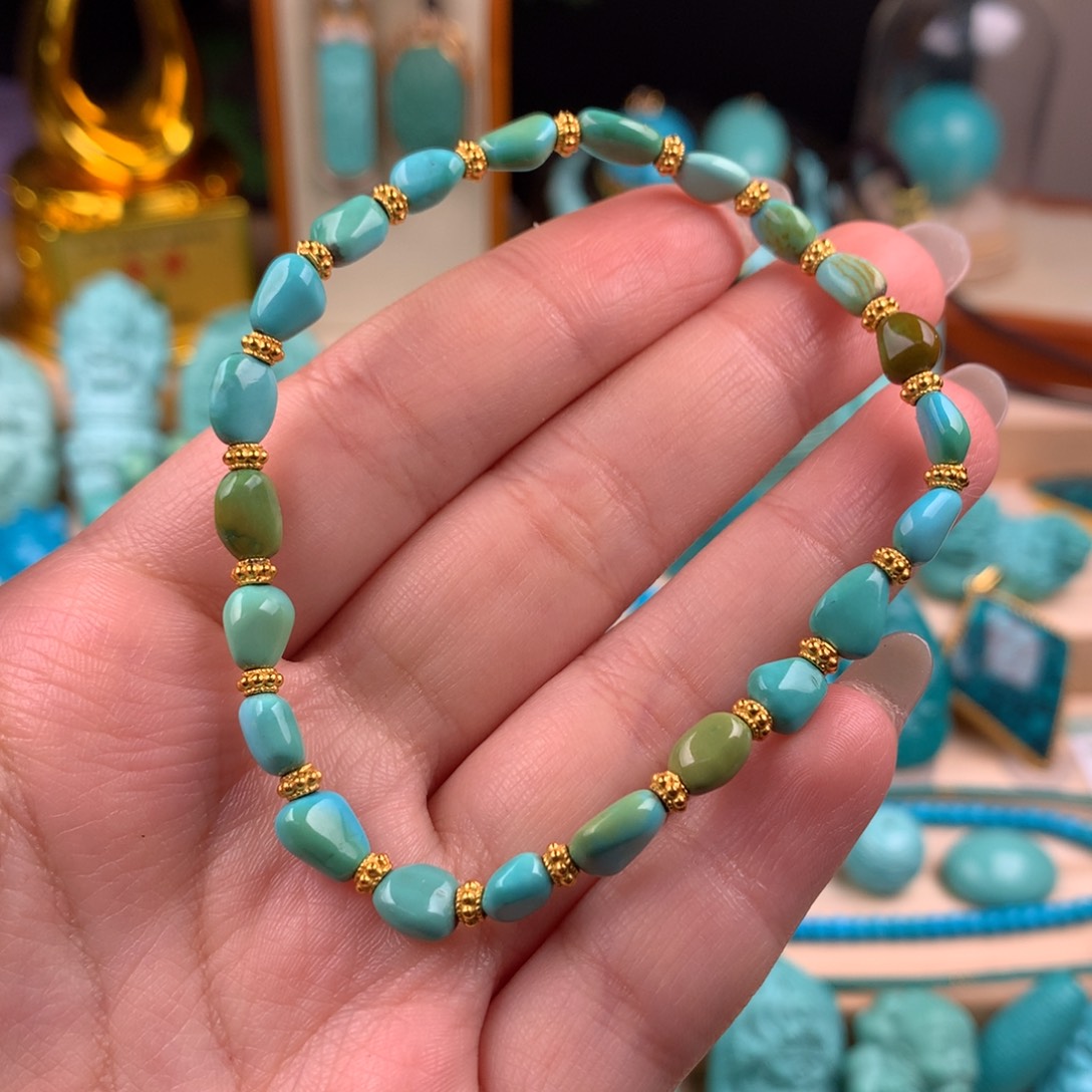 绿松石未镶嵌糖豆手串