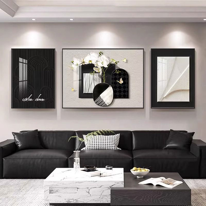 简约现代客厅装饰画抽象大气三联画壁画轻奢高级感沙发背景墙挂画