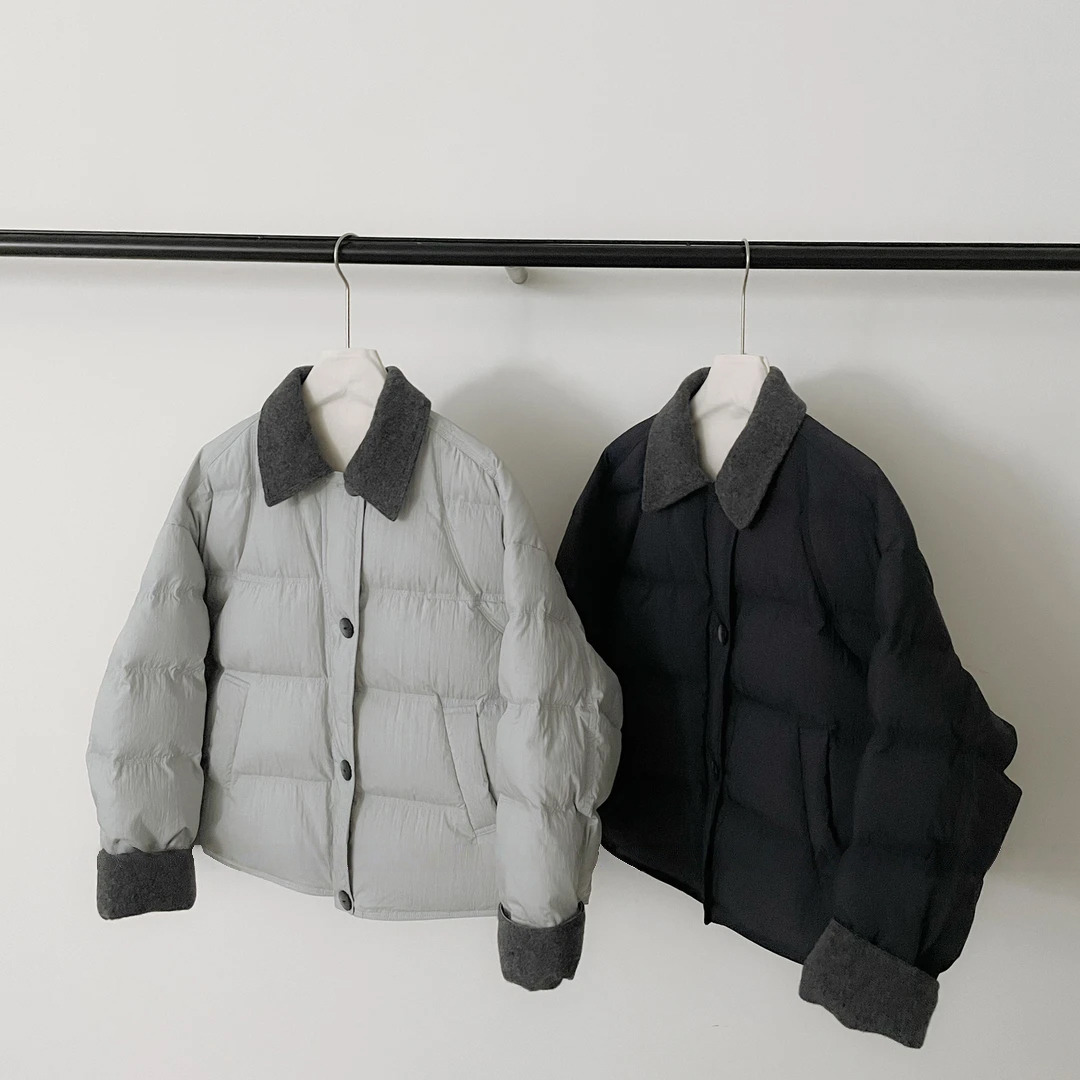 撞色拼接短款保暖棉服女冬季新款韩系简约韩版极简风棉袄外套女装