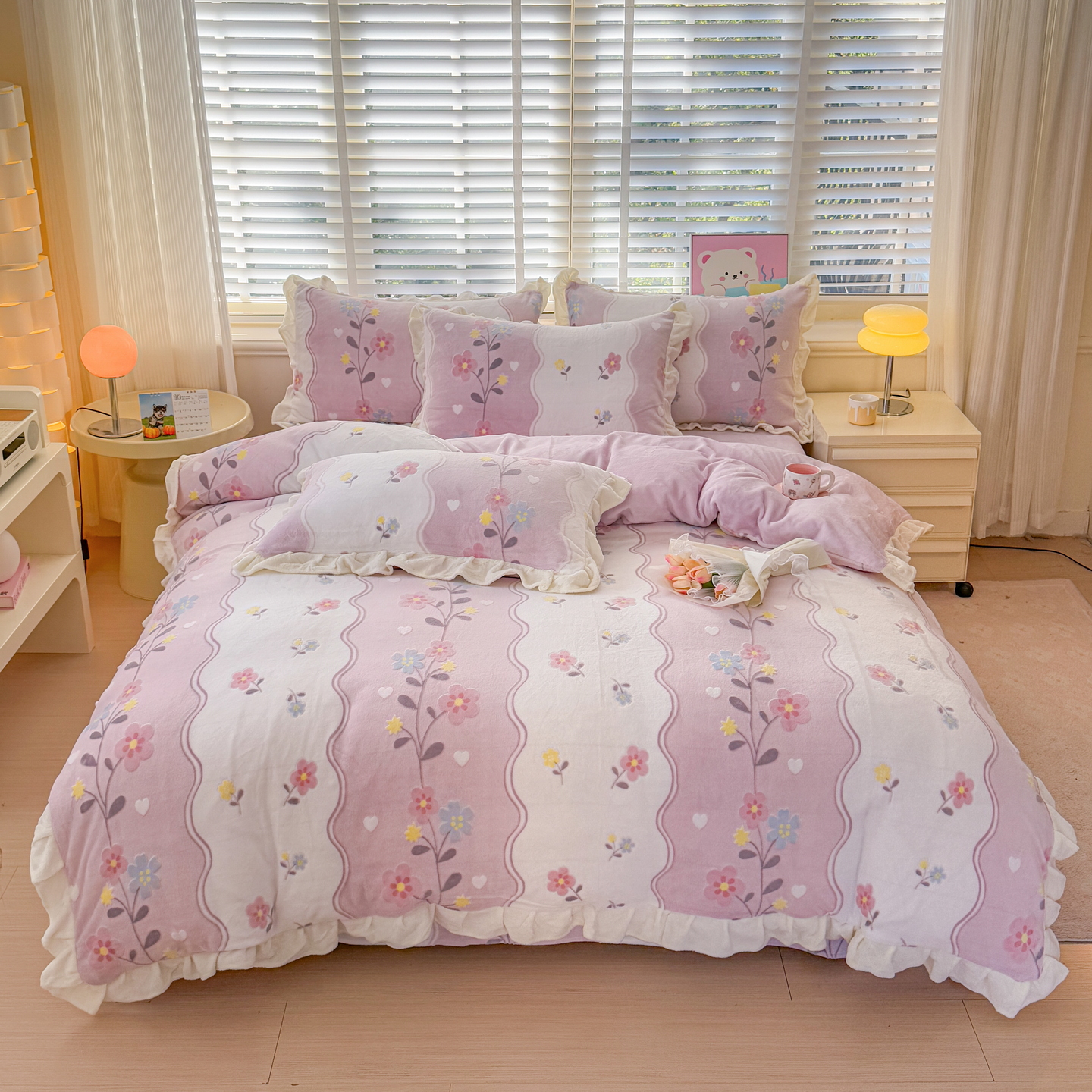  2025新款精美牛奶雕花绒柔软舒适四件套-美加美