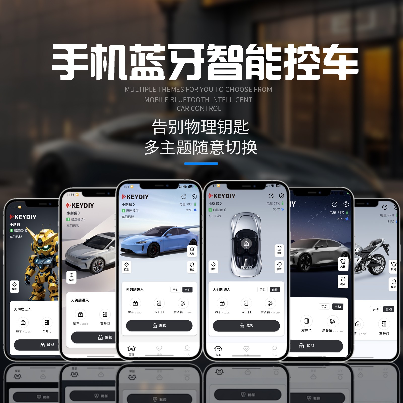 智能蓝牙控车数字手机钥匙靠近自动解锁离车自动上锁手机汽车钥匙