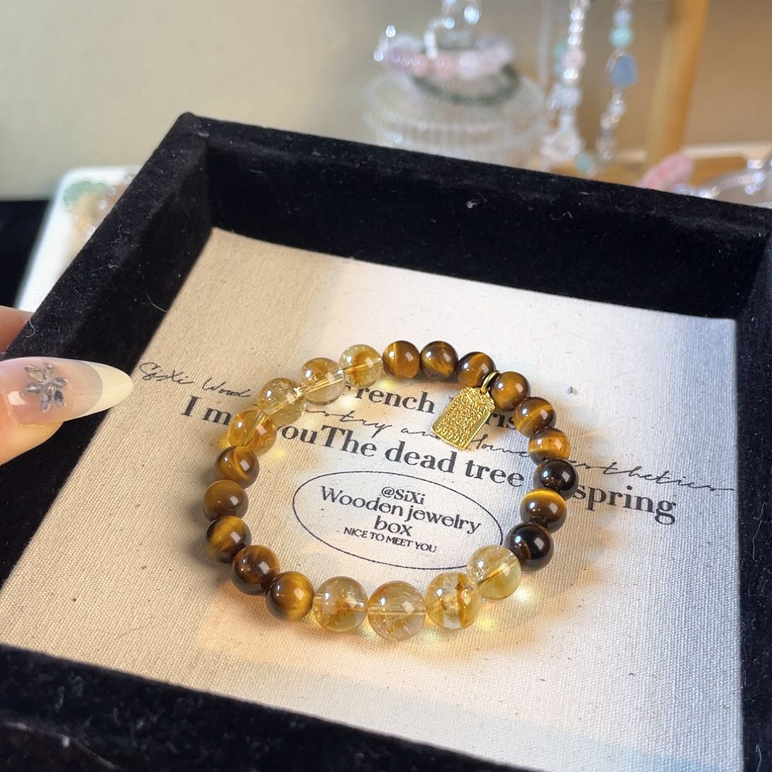 紫晶手链未镶嵌金虎眼