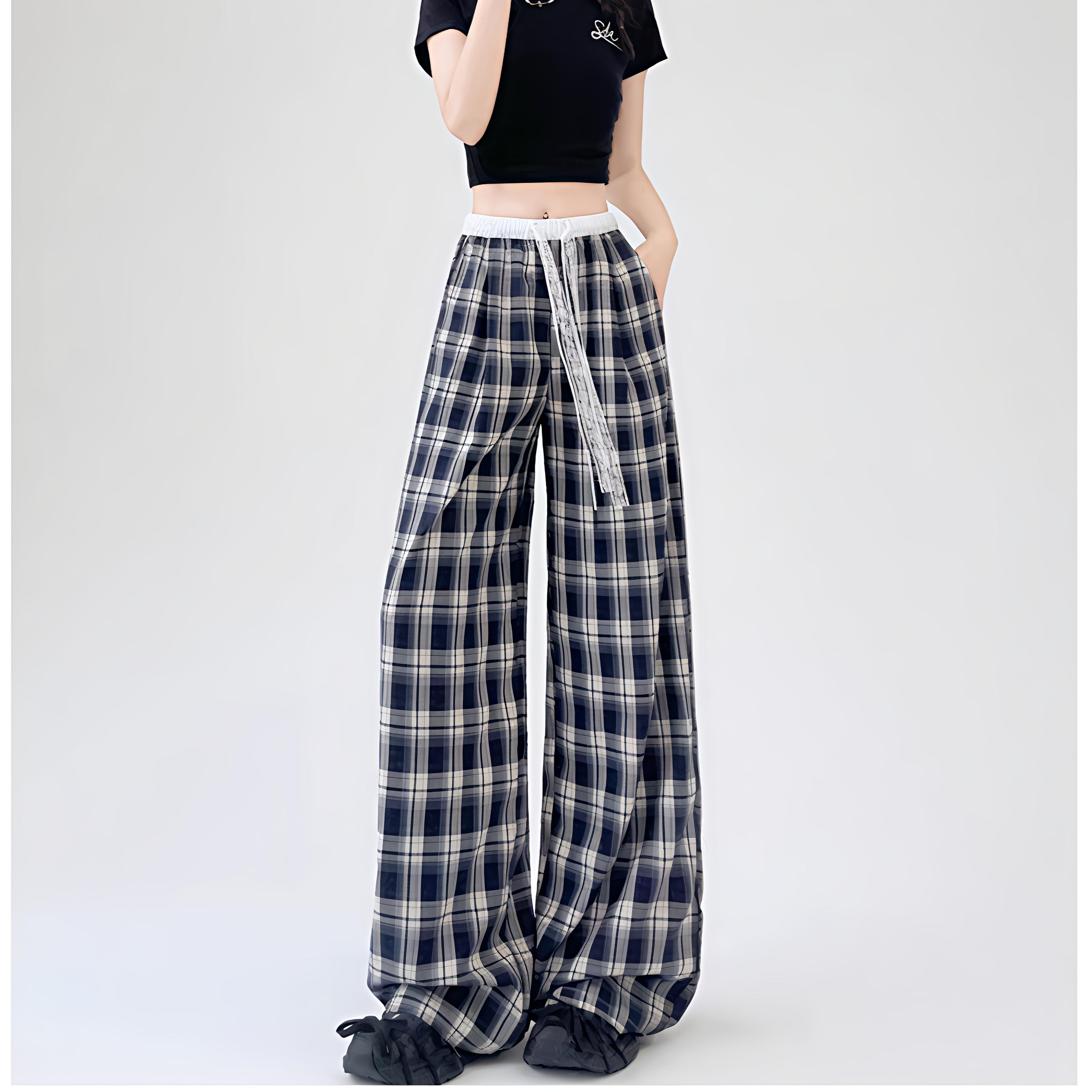 【2875】大漫甄选格子休闲裤直筒裤YYJ002751